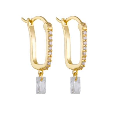 RECTANGULAR ZIRCON GEOMETRIC EARRINGS (الأقراط)