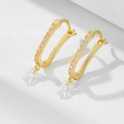 RECTANGULAR ZIRCON GEOMETRIC EARRINGS (الأقراط)