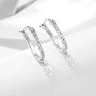 RECTANGULAR ZIRCON GEOMETRIC EARRINGS (الأقراط)