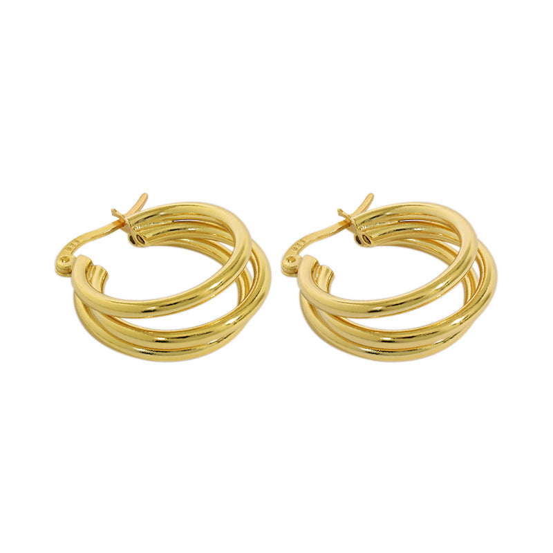 GEOMETRIC MULTI-LAYERED CIRCLE EARRINGS (الأقراط)