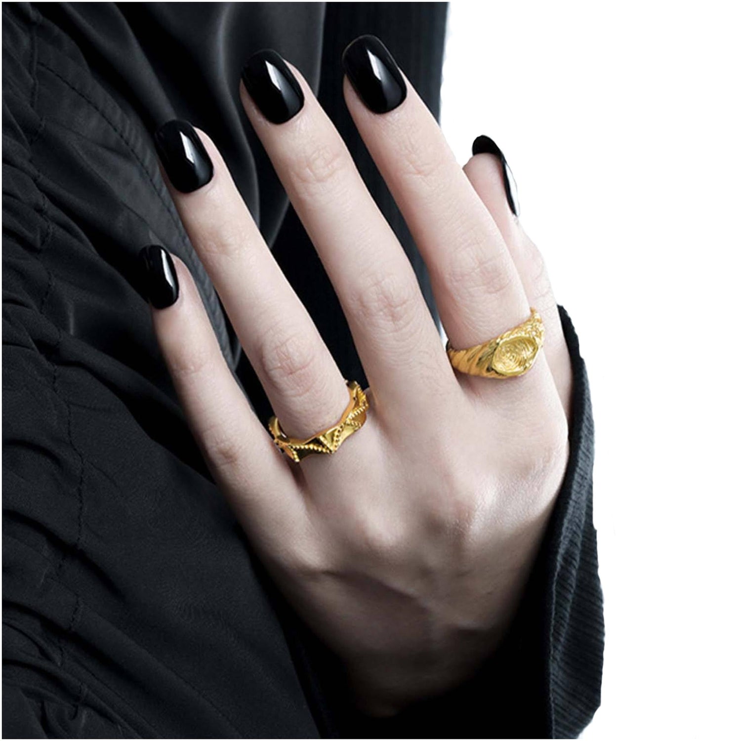 IRREGULAR TEXTURED RETRO CONCAVE OPEN RING (الخاتم)