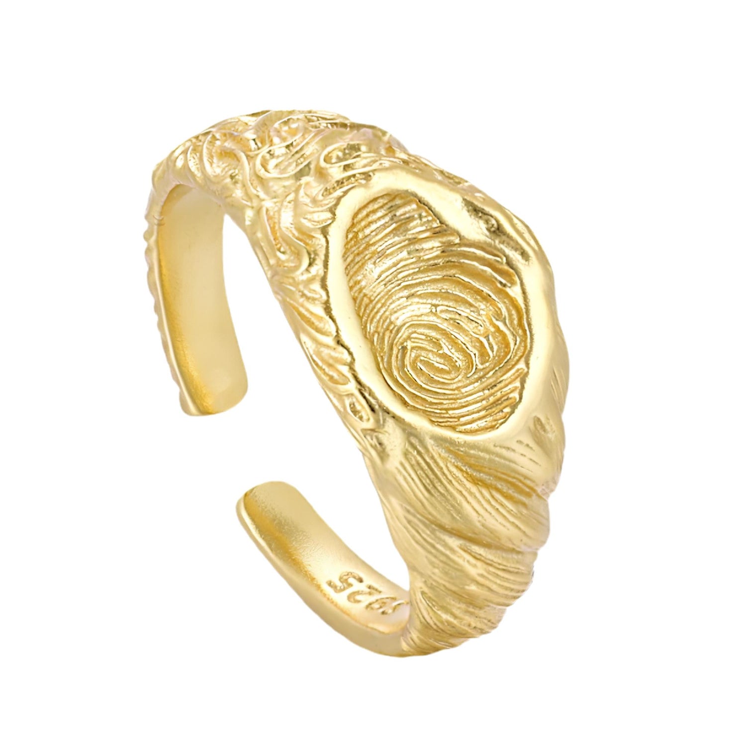 IRREGULAR TEXTURED RETRO CONCAVE OPEN RING (الخاتم)