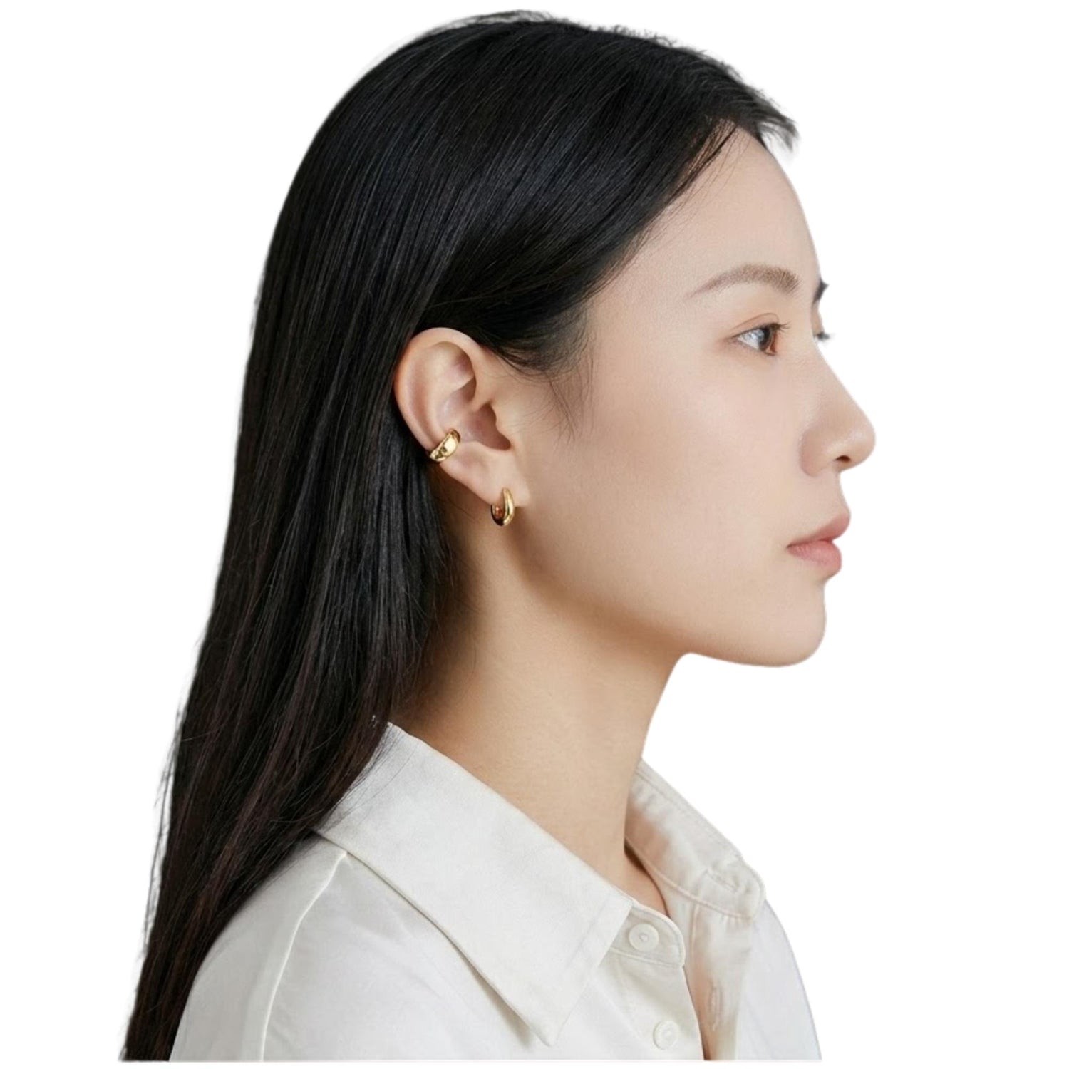 IRREGULAR WAVY EAR BUCKLE EARRINGS (الأقراط)