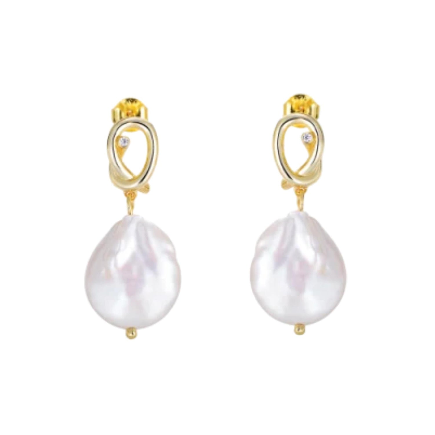 KNOT DANGLE FRESH WATER PEARL STUD EARRINGS (الأقراط)