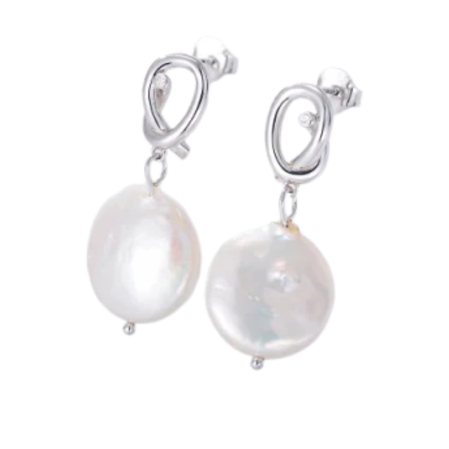 KNOT DANGLE FRESH WATER PEARL STUD EARRINGS (الأقراط)
