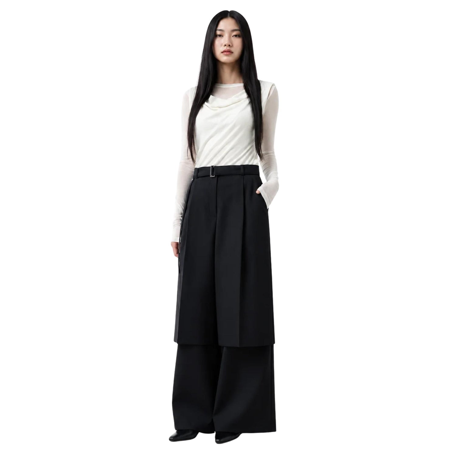 LAYERED BERMUDA-TROUSERS (بنطلون)“NOIR”