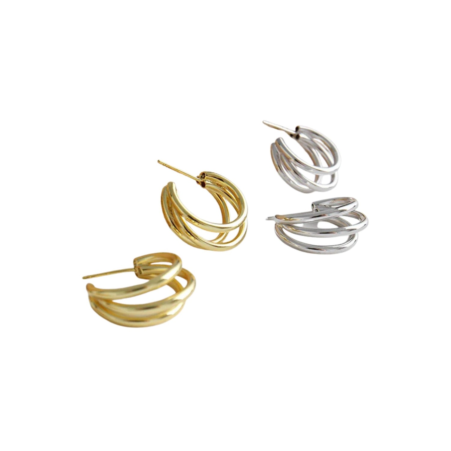 LINE-GEOMETRIC MULTI-LAYER CIRCLE STUD EARRINGS (الأقراط)