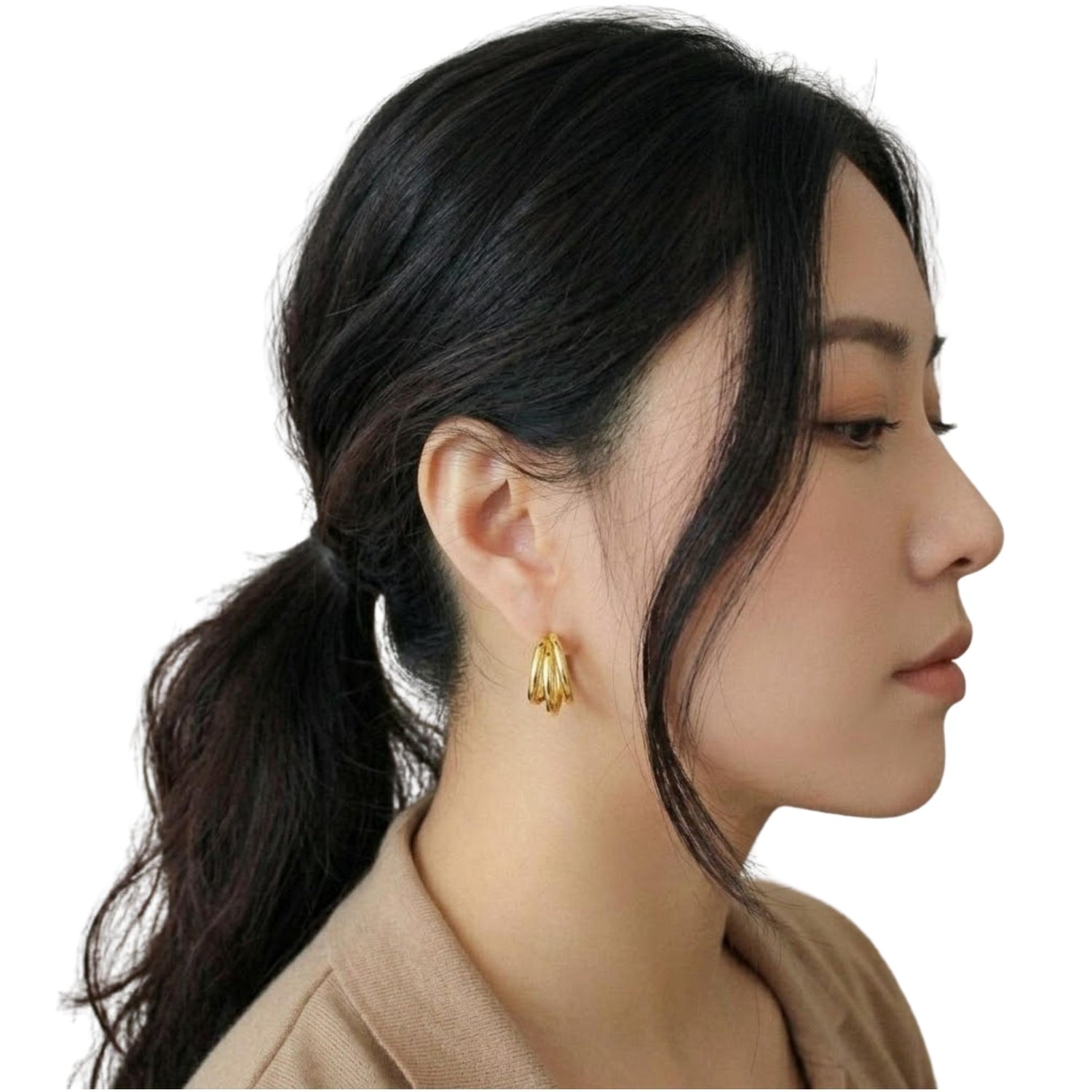 LINE-GEOMETRIC MULTI-LAYER CIRCLE STUD EARRINGS (الأقراط)