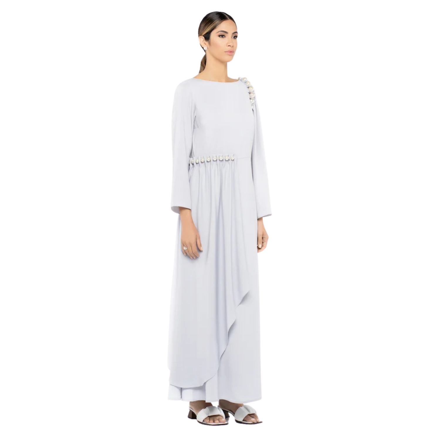 LONG SLEEVES DRESS WITH PEARL EMBELLISHMENT “FATMA”