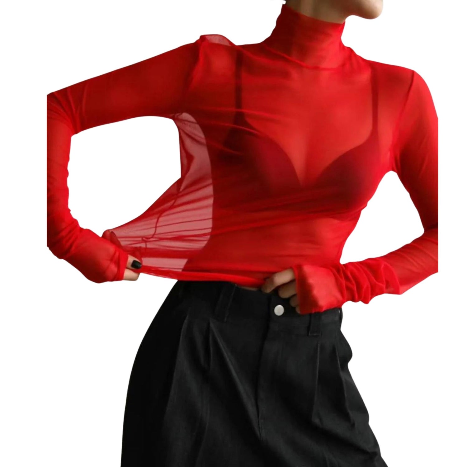 LONG SLEEVES MESH TOP