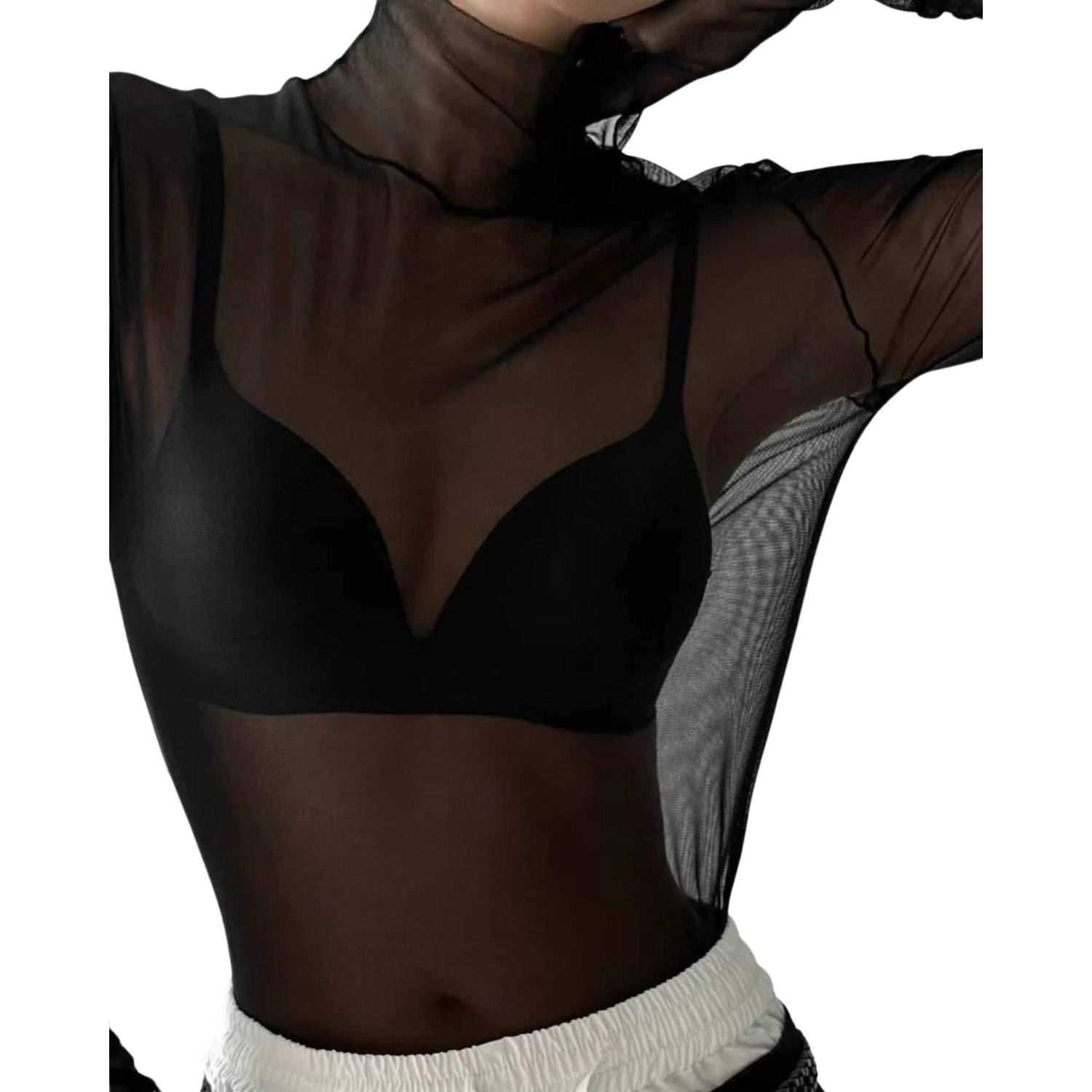 LONG SLEEVES MESH TOP