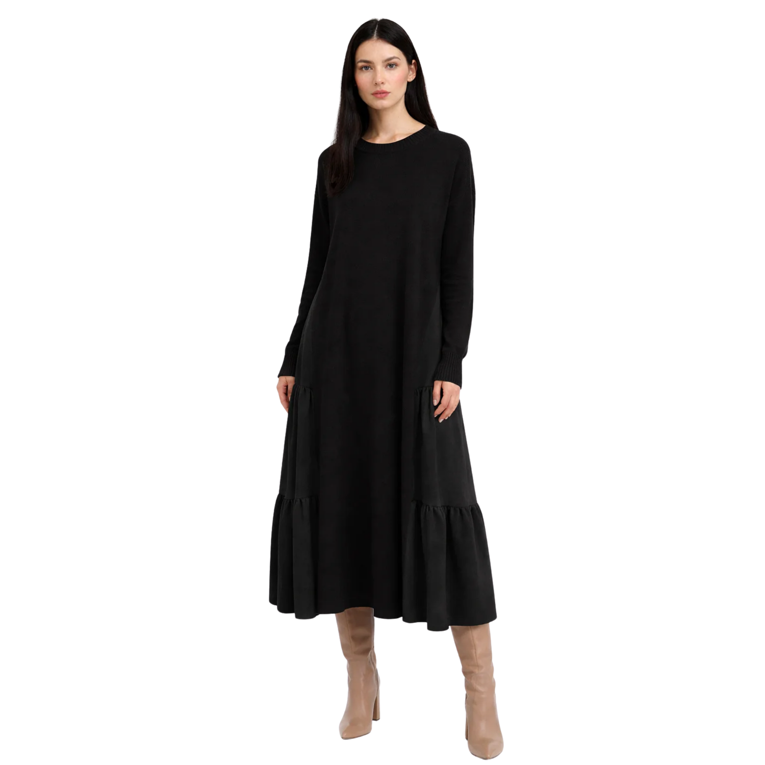 LONG SLEEVE KNITED MAXI DRESS (فستان) "PIA"