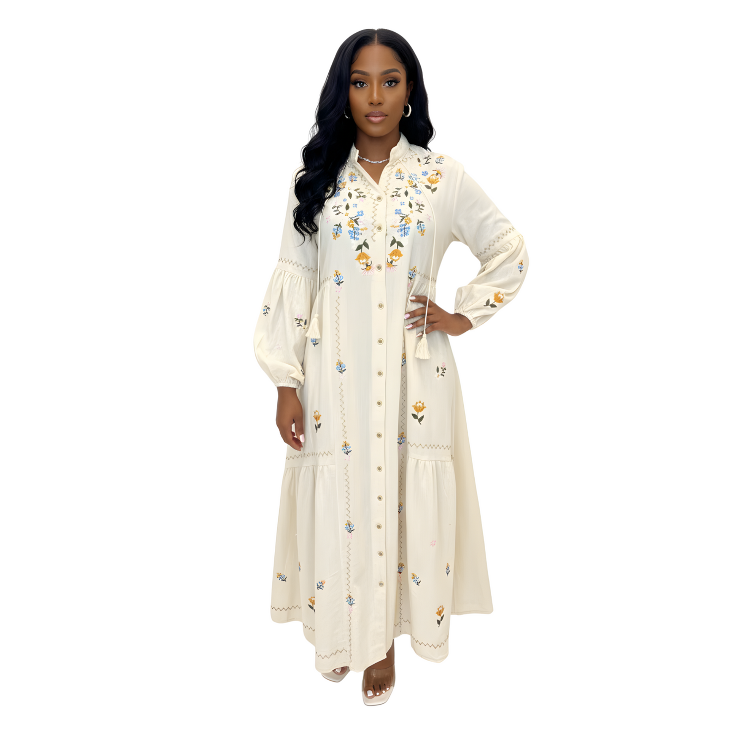 LOOSE FIT MAXI EMBROIDERED DRESS (فستان) "TUMI"