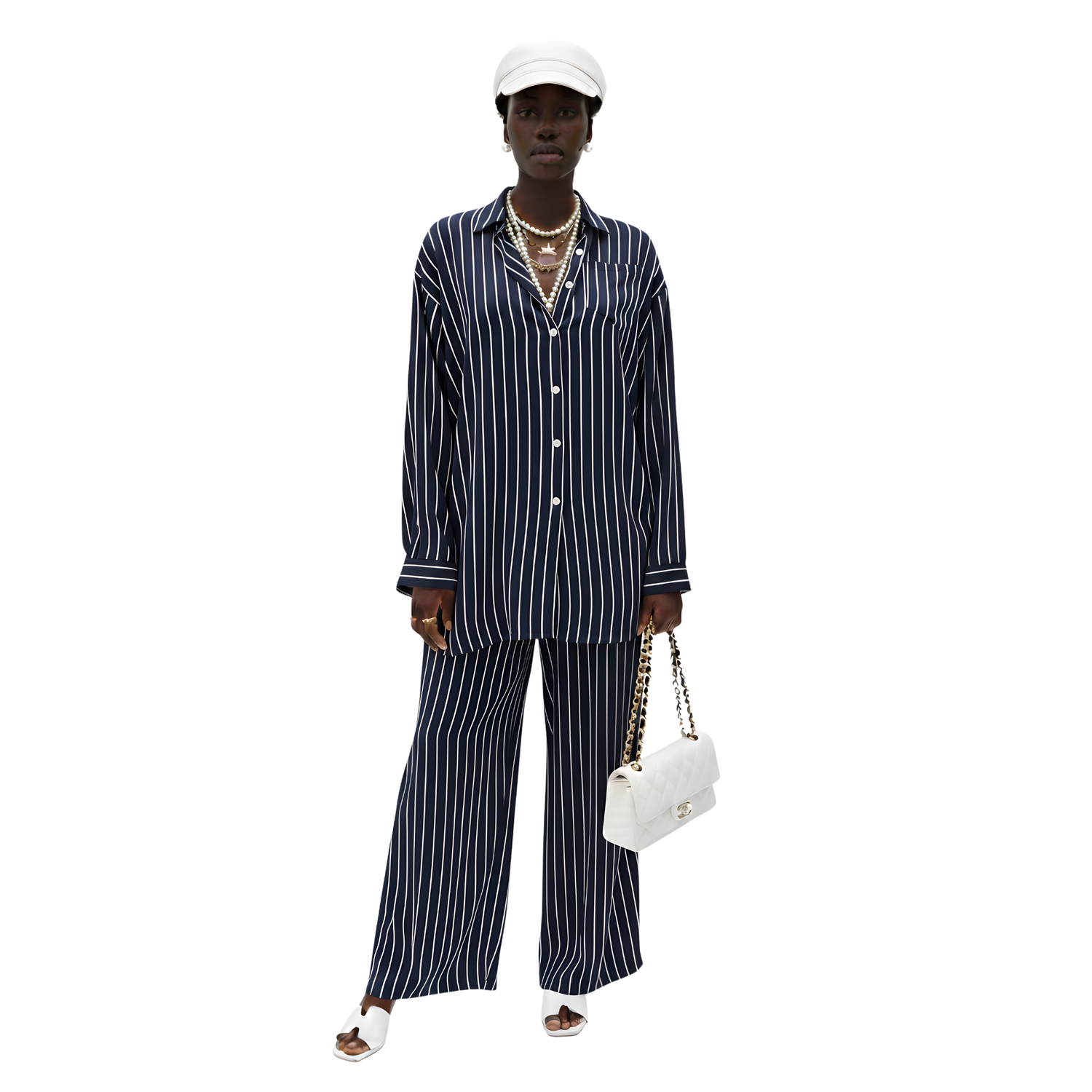 LOOSE FIT STRIPED 2PC SET زوج (SHIRT & PANTS قميص وبنطلون) “JANE LEE"