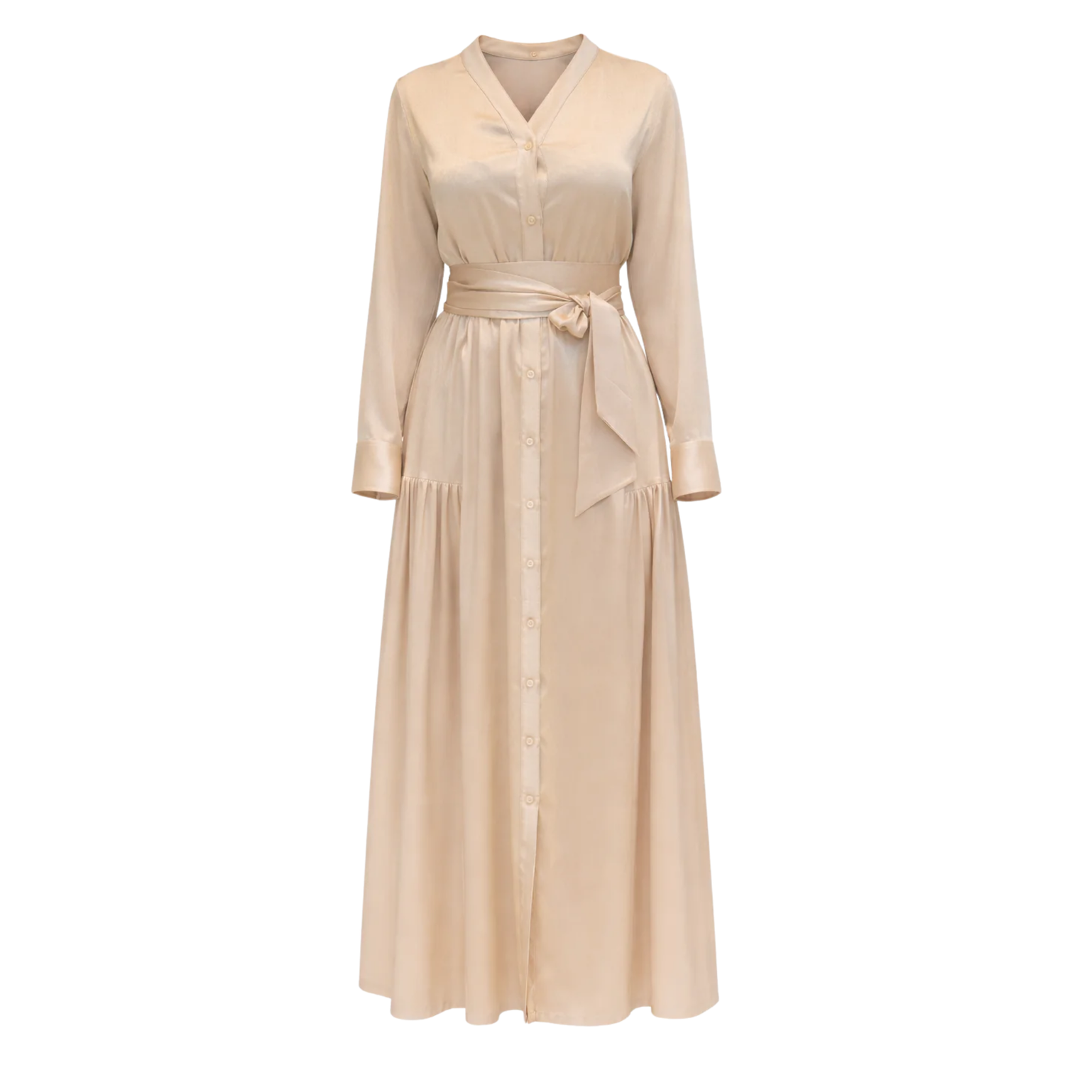 MAXI V-NECK DRESS WITH SIDE POCKETS (فستان) “LAYLA”