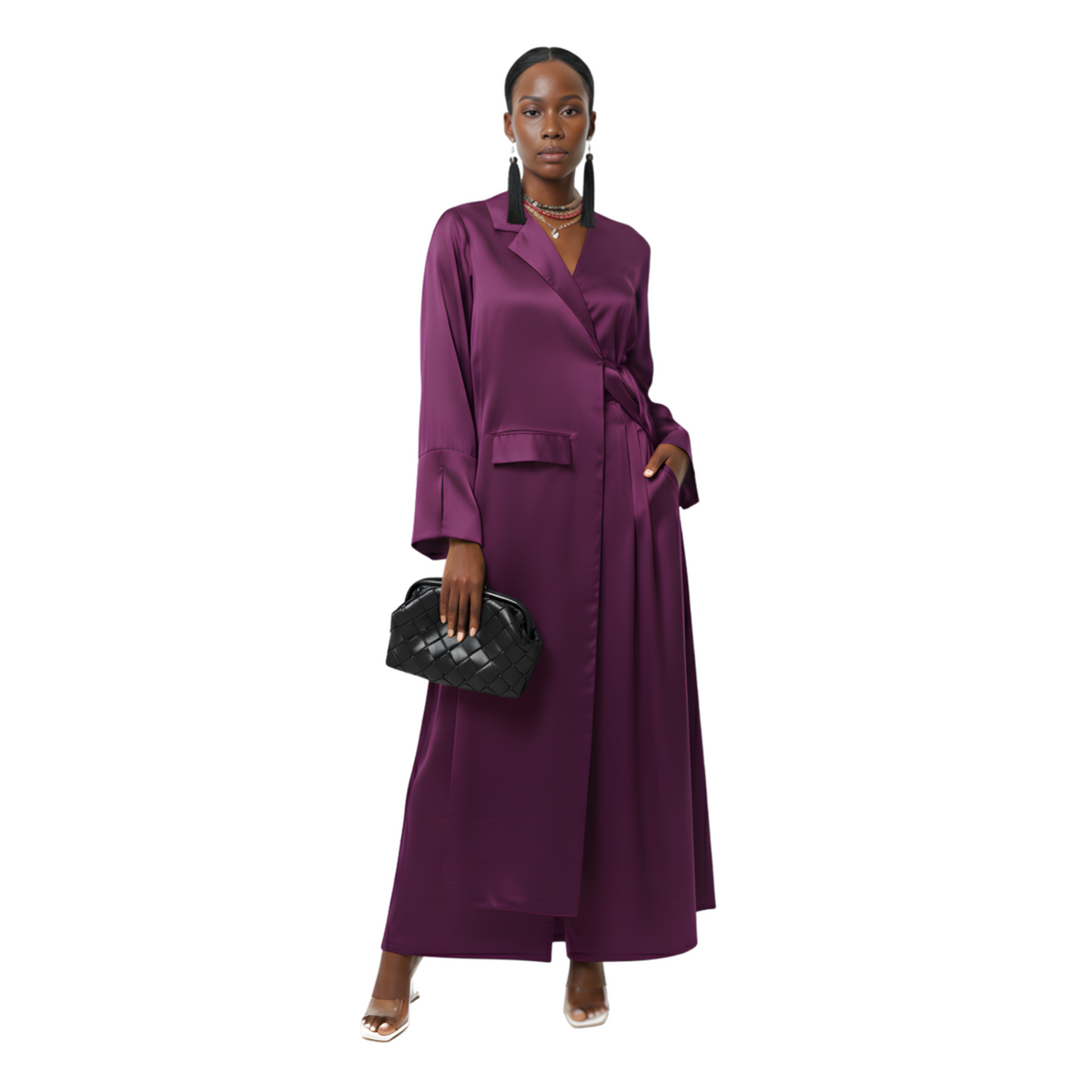 ONE SIDE LAYERED BUTTONED DOWN LONG SHIRT-DRESS (فستان) “MAHA”