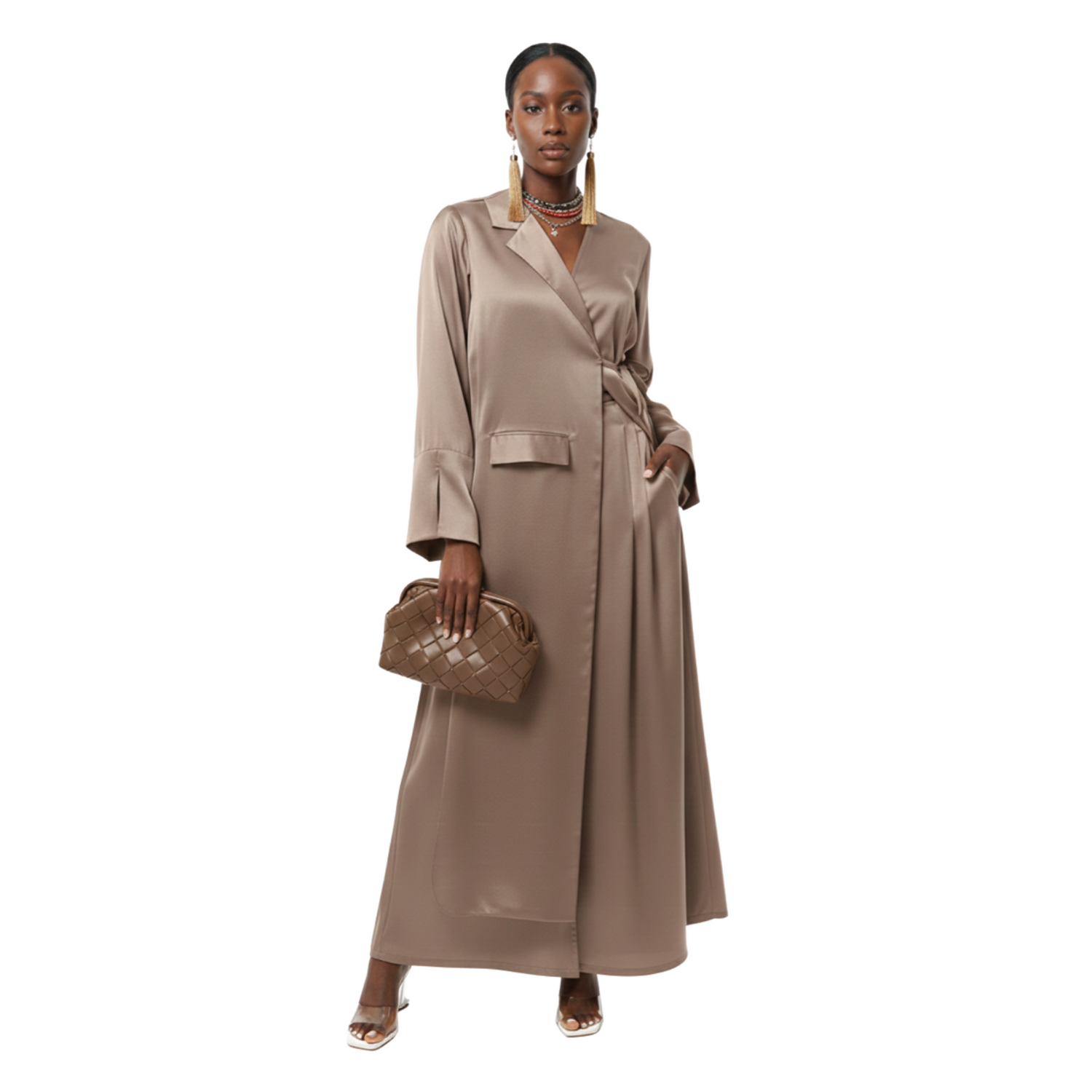 ONE SIDE LAYERED BUTTONED DOWN LONG SHIRT-DRESS (فستان) “MAHA”
