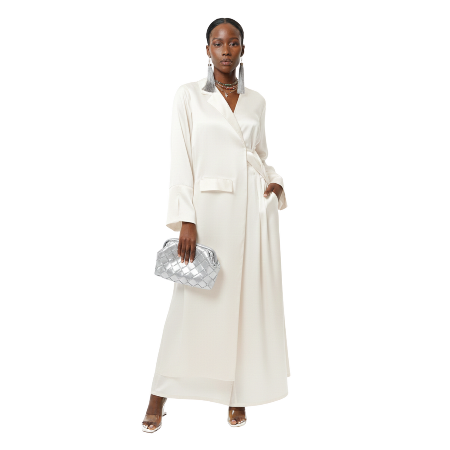 ONE SIDE LAYERED BUTTONED DOWN LONG SHIRT-DRESS (فستان) “MAHA”
