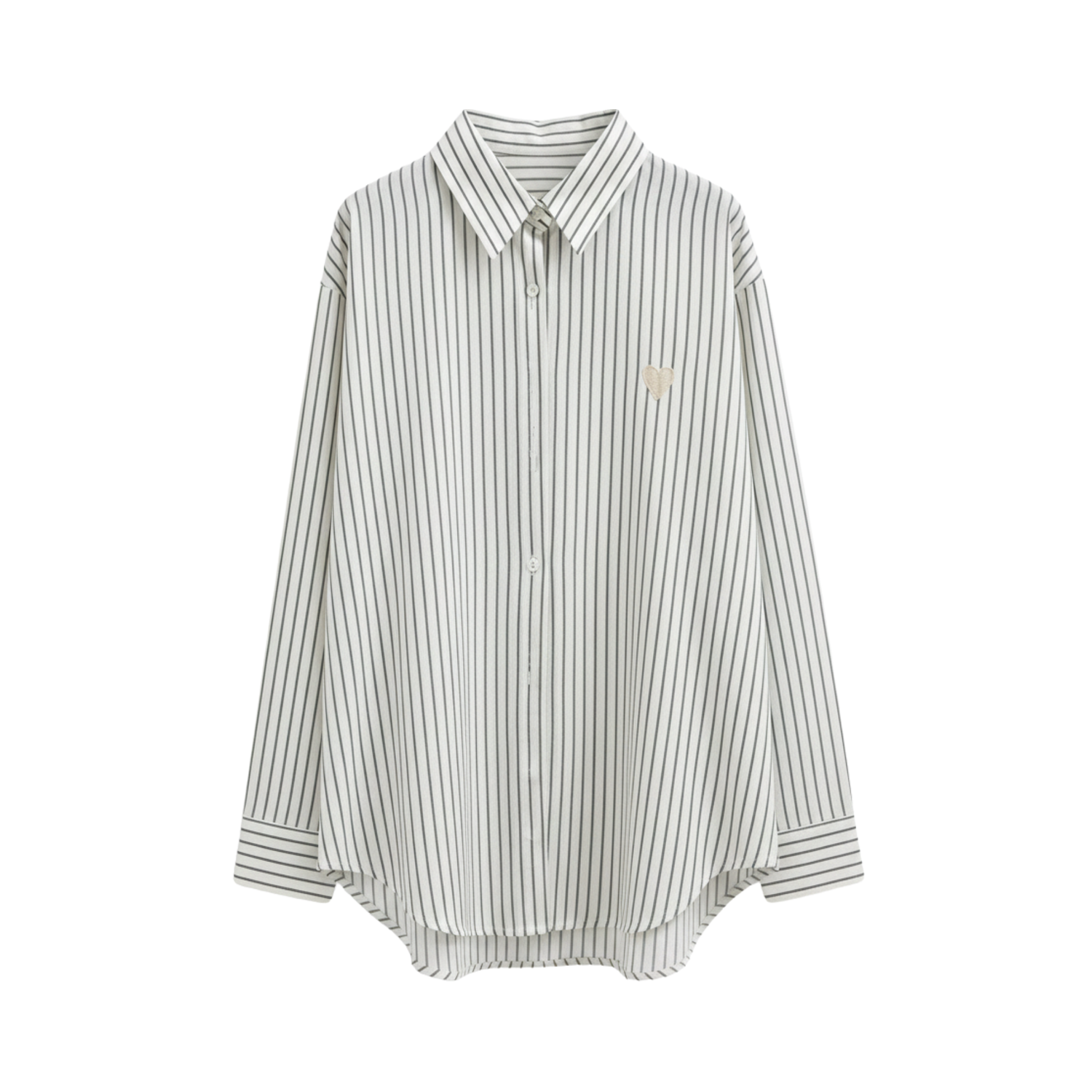 PINSTRIPE HEART EMBROIDERED SHIRT (فستان)"SAIMA"
