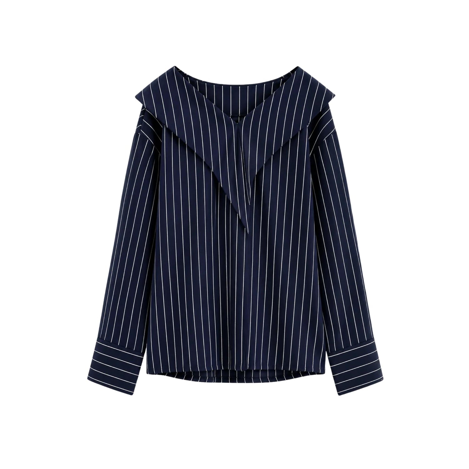 PINSTRIPE OFF SHOULDER BLOUSE (قميص) “MELON C.”