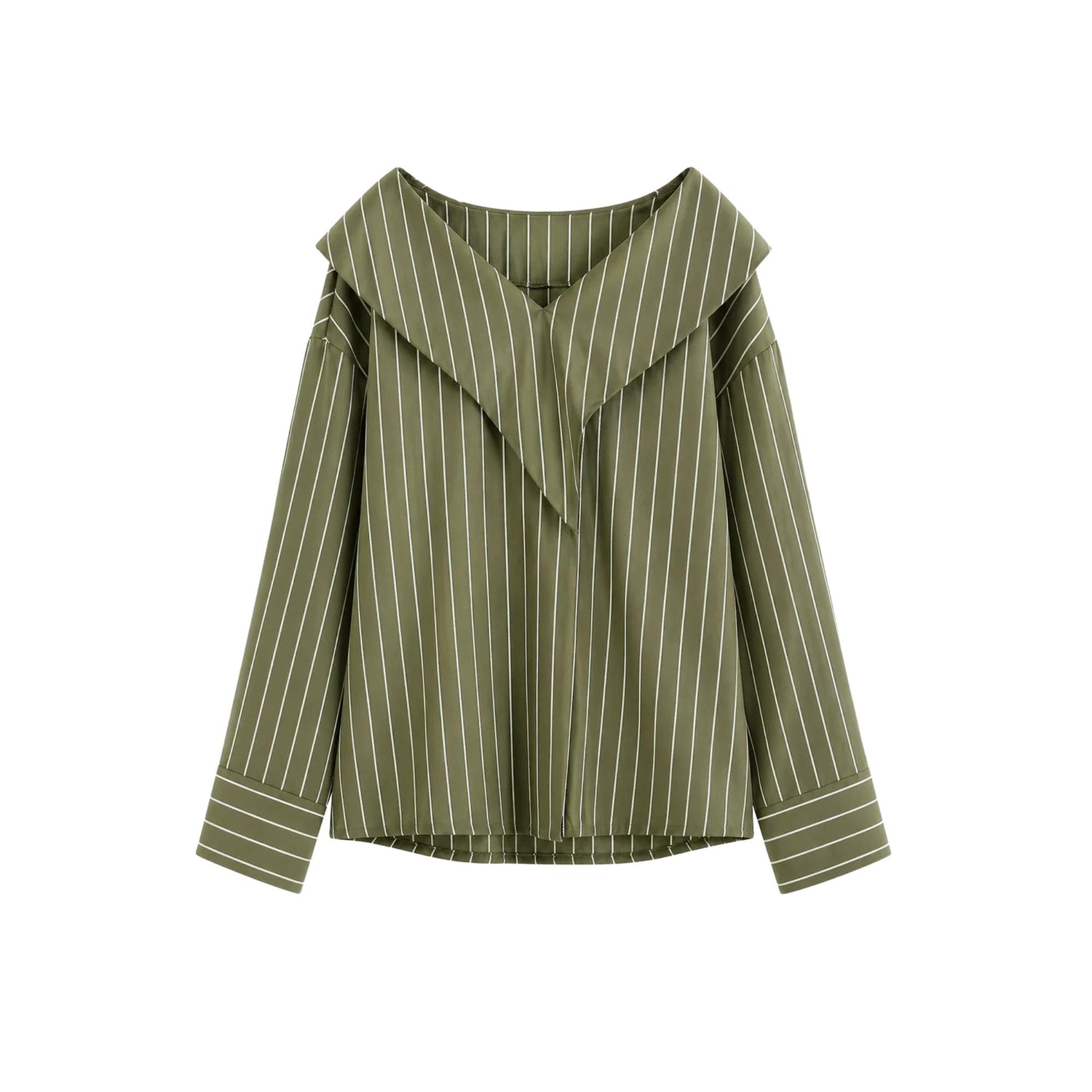 PINSTRIPE OFF SHOULDER BLOUSE (قميص) “MELON C.”