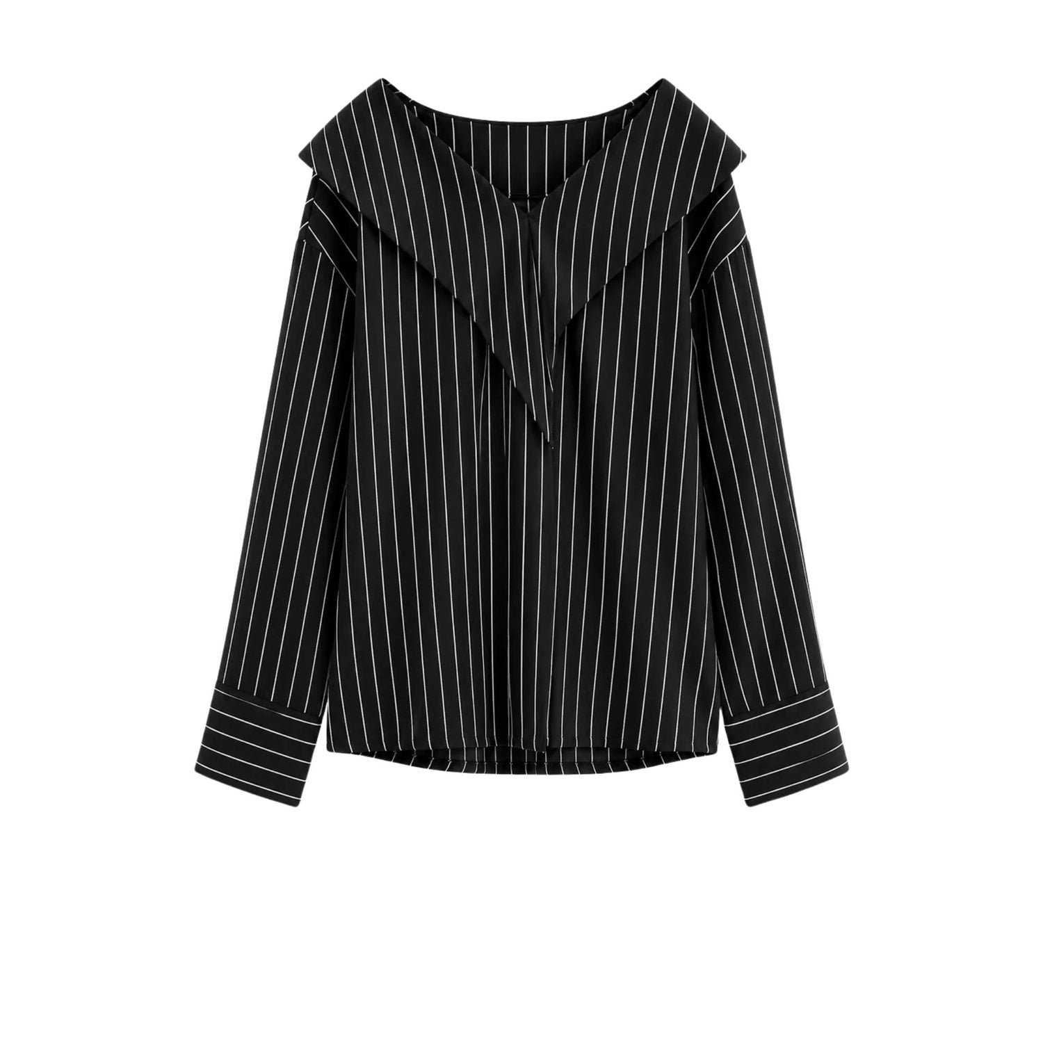PINSTRIPE OFF SHOULDER BLOUSE (قميص) “MELON C.”