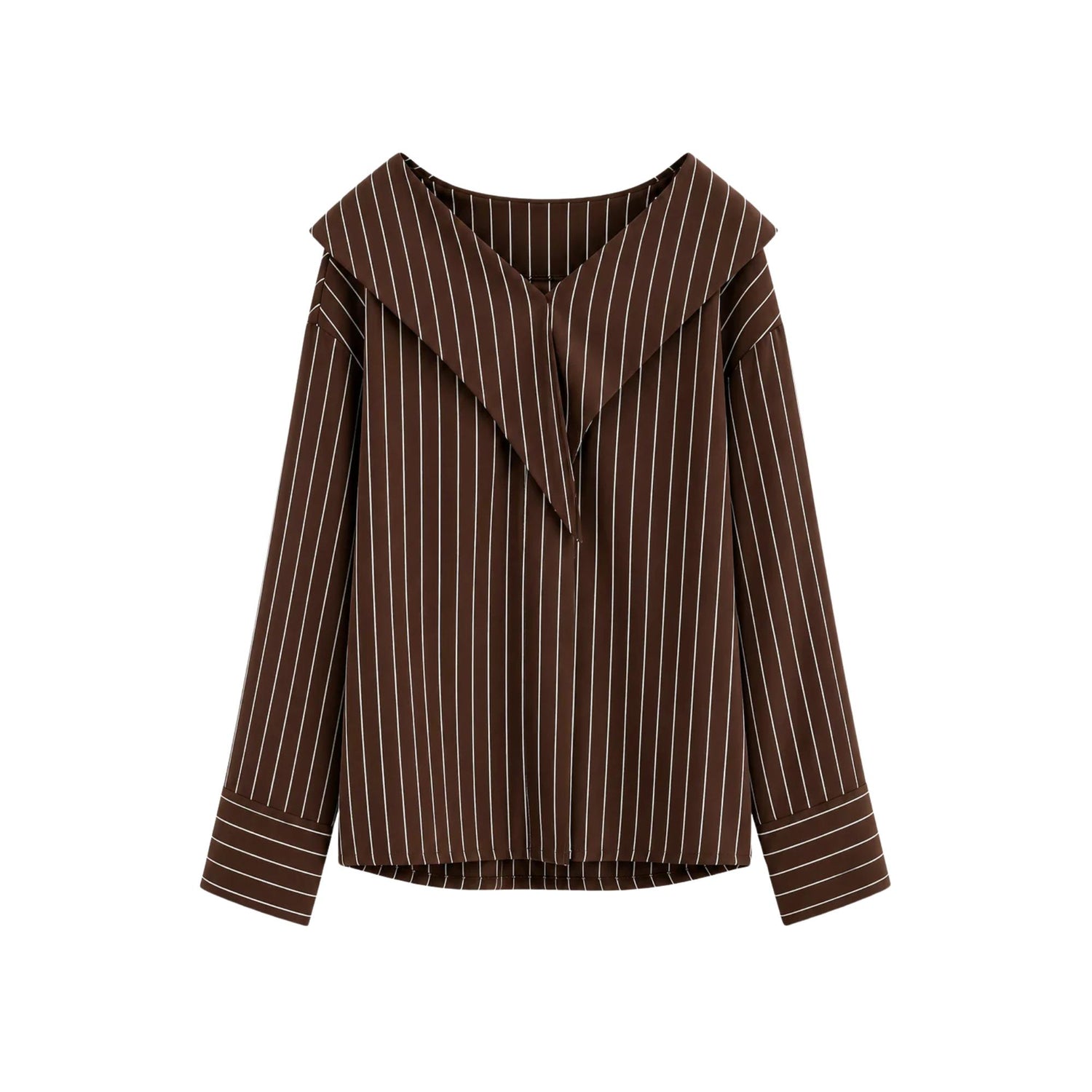PINSTRIPE OFF SHOULDER BLOUSE (قميص) “MELON C.”