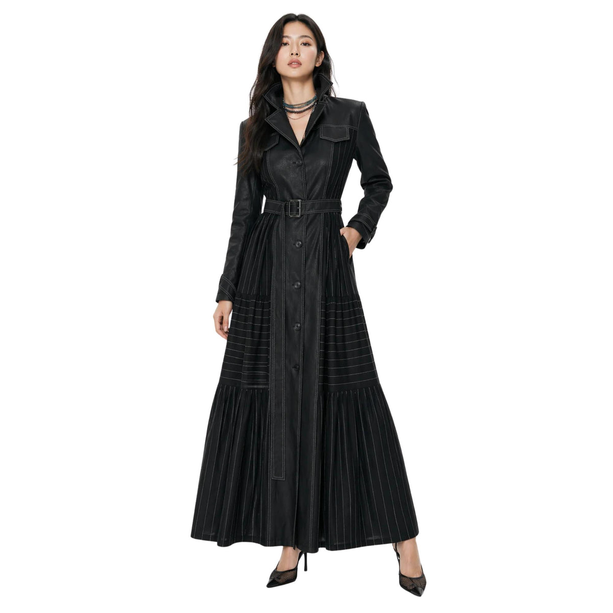 PINSTRIPE TRENCH DRESS (فستان) “SEOUL”