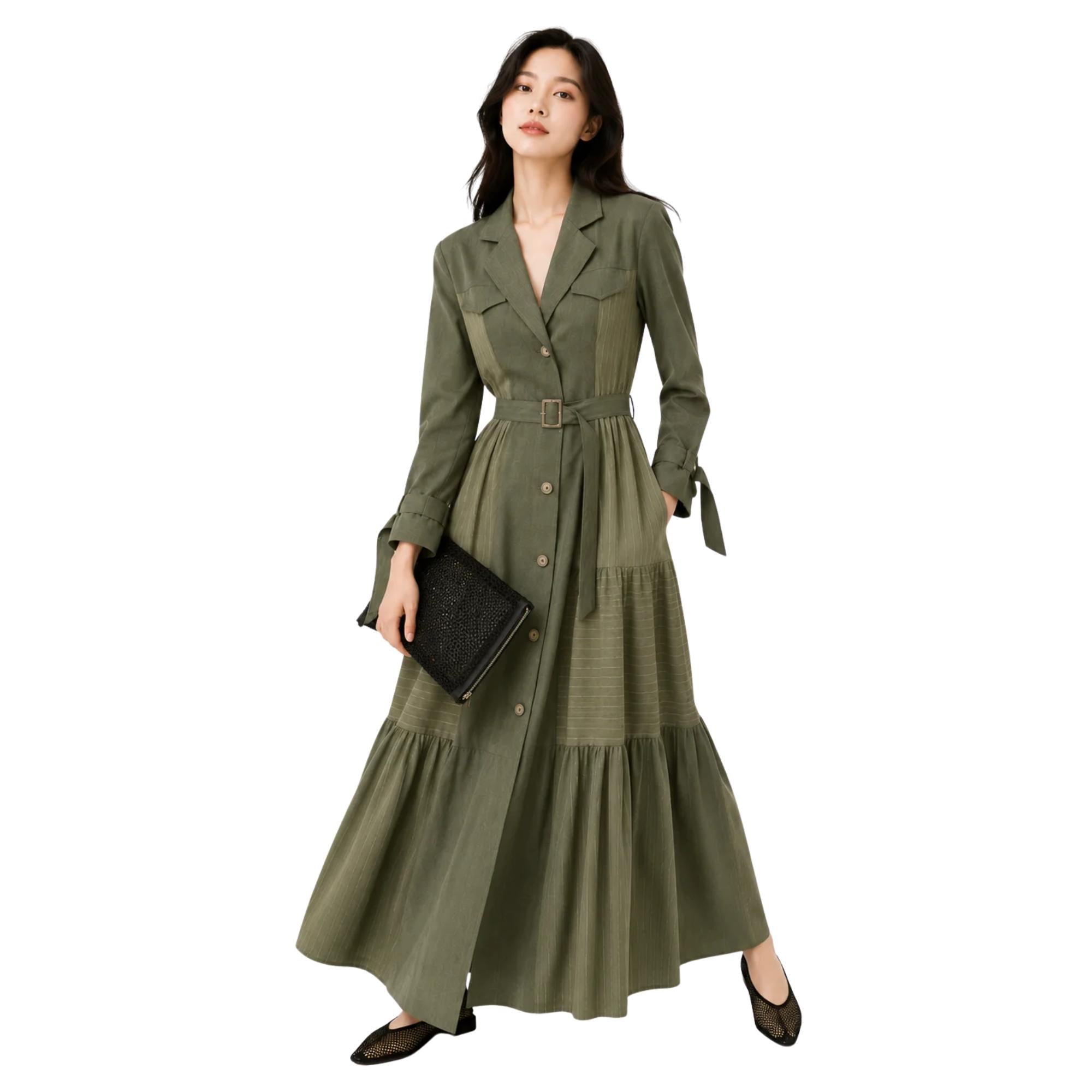 long trench dress PINSTRIPE (فستان) “SEOUL” – ESSENTIALS5IVE FASHION CONCEPT Skirt length (12) Size:09.0 LowStock:41131705729075 ASTR the Label |