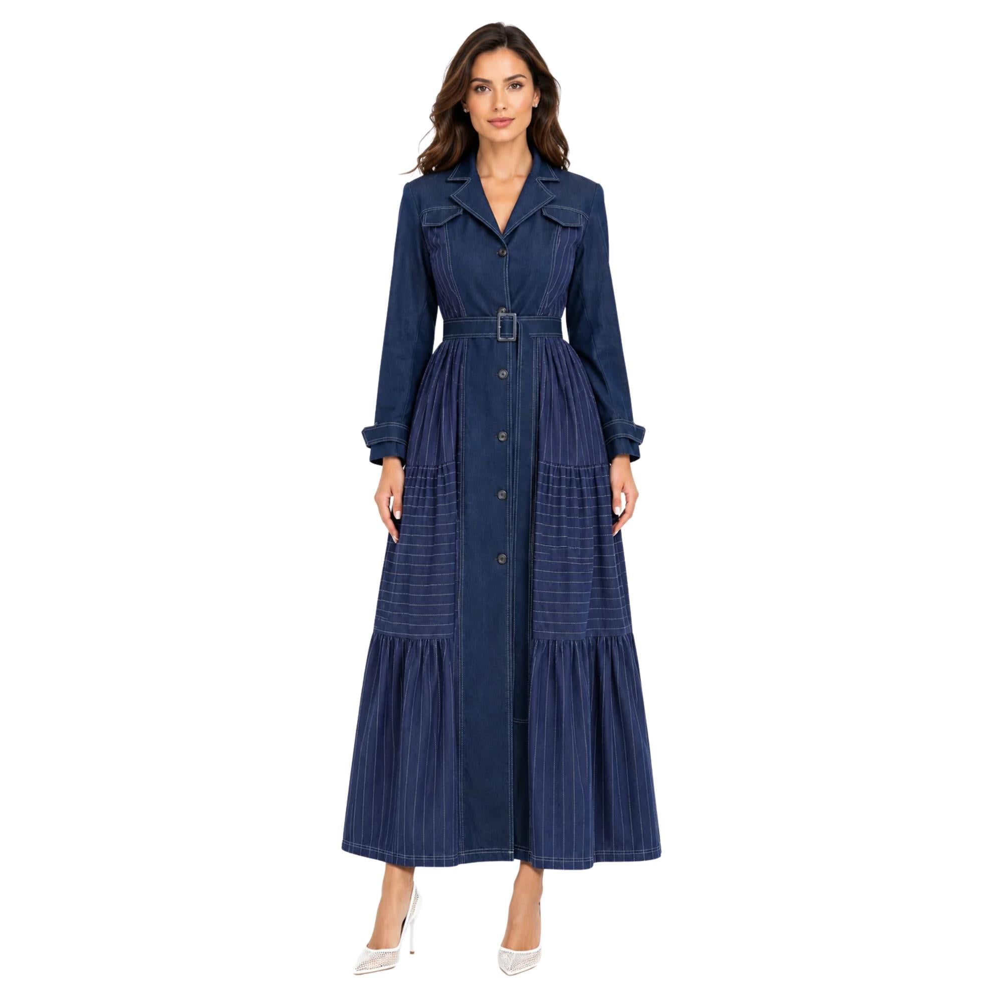 blue trench dress PINSTRIPE (فستان) “SEOUL” – ESSENTIALS5IVE FASHION CONCEPT RF_Printed_2022 J Crew Black Watch Variant:S Custom luxury design meets