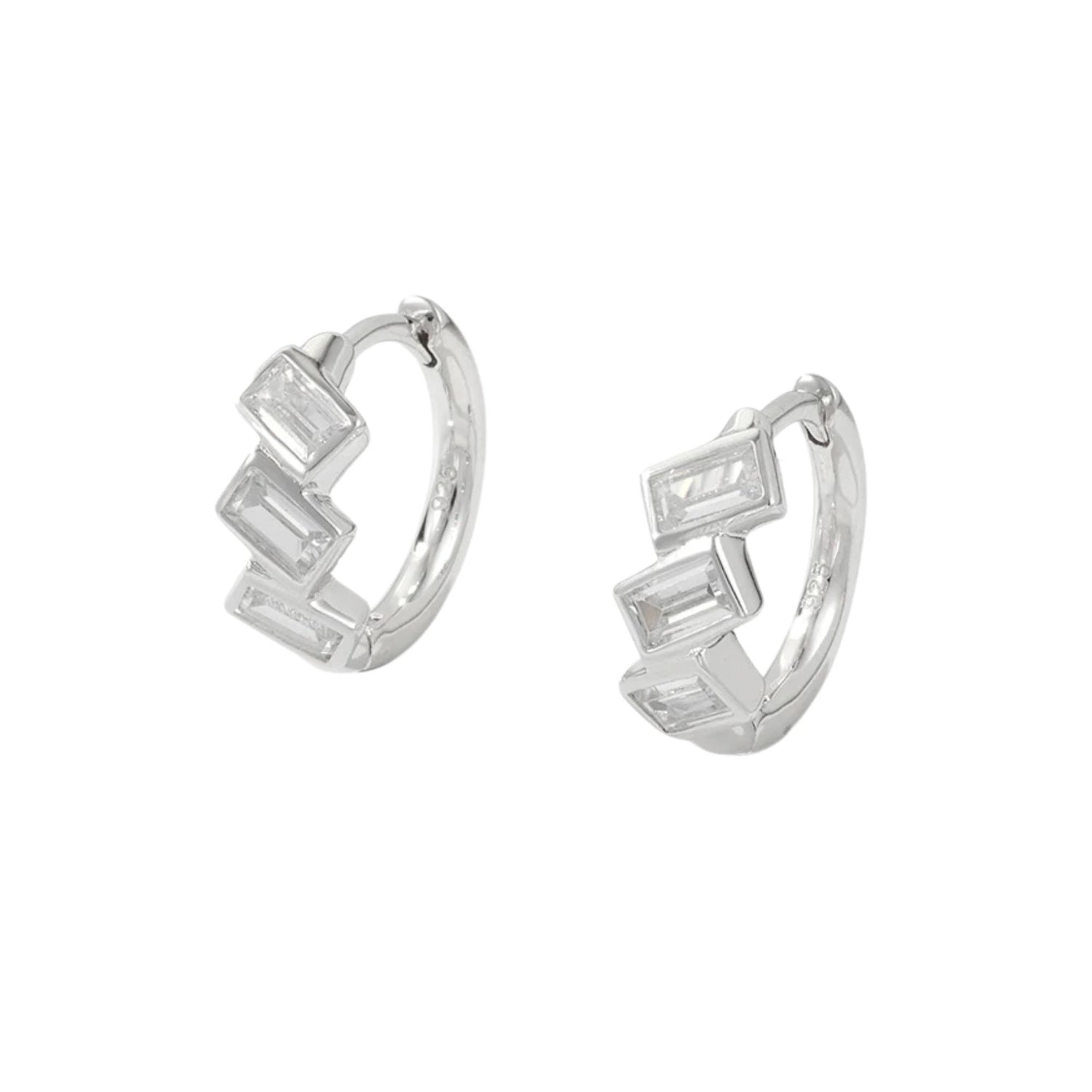 RECTANGLE CUBIC ZIRCONIA HOOP EARRINGS (الأقراط)