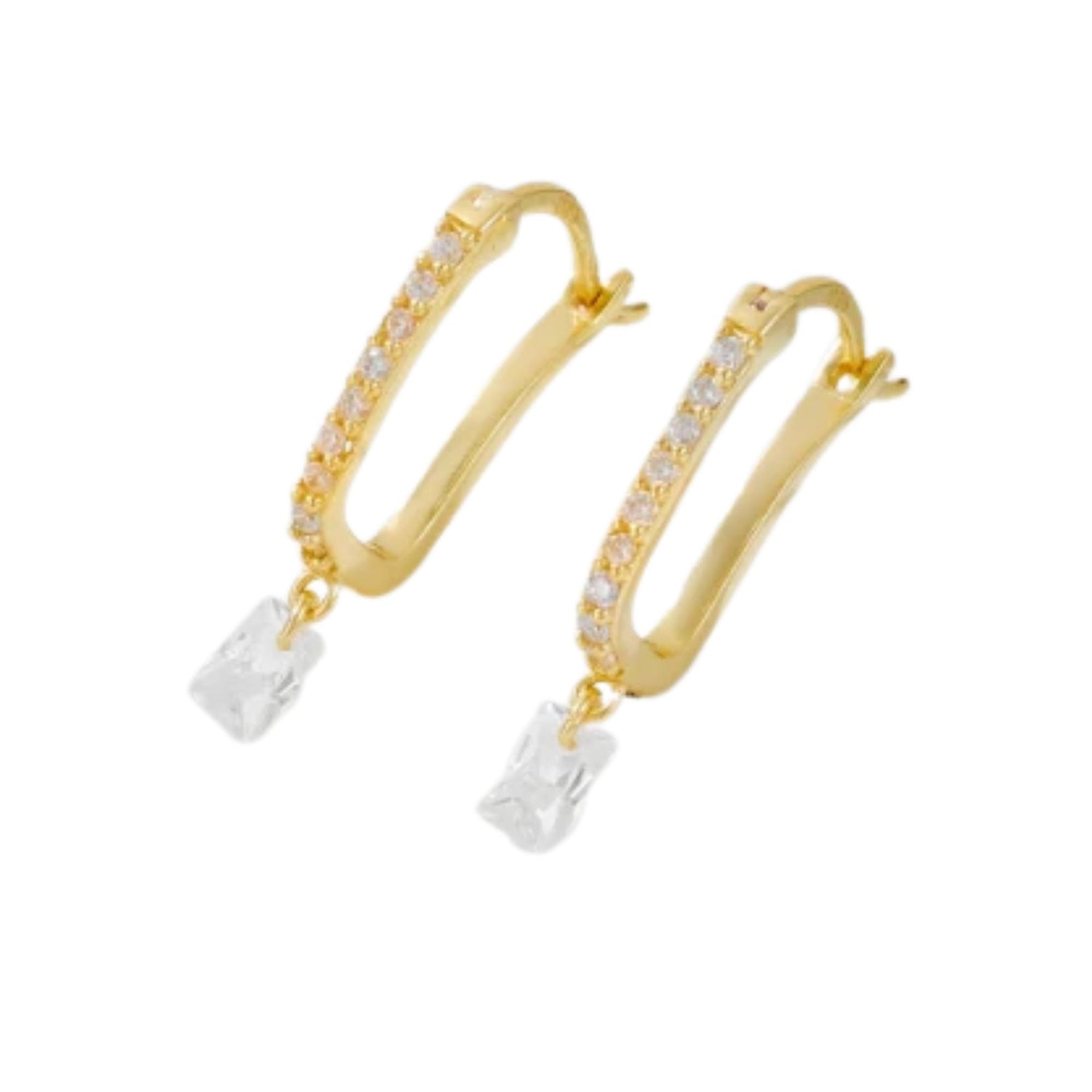 RECTANGULAR ZIRCON GEOMETRIC EARRINGS (الأقراط)