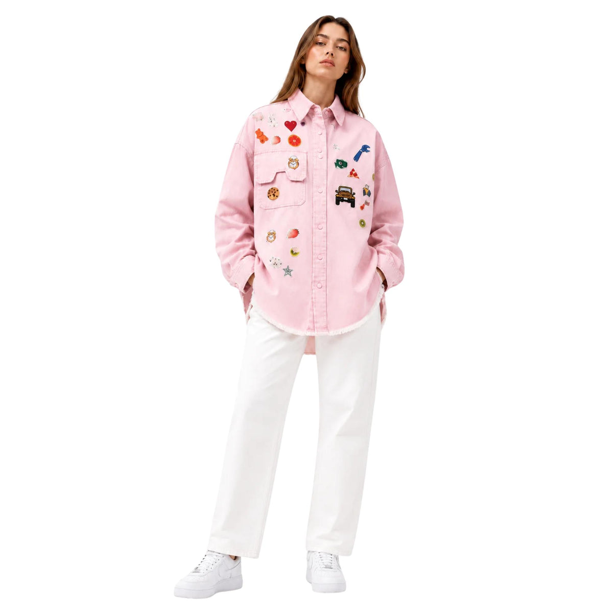 RETRO POP PATCH DENIM SHIRT (فستان)