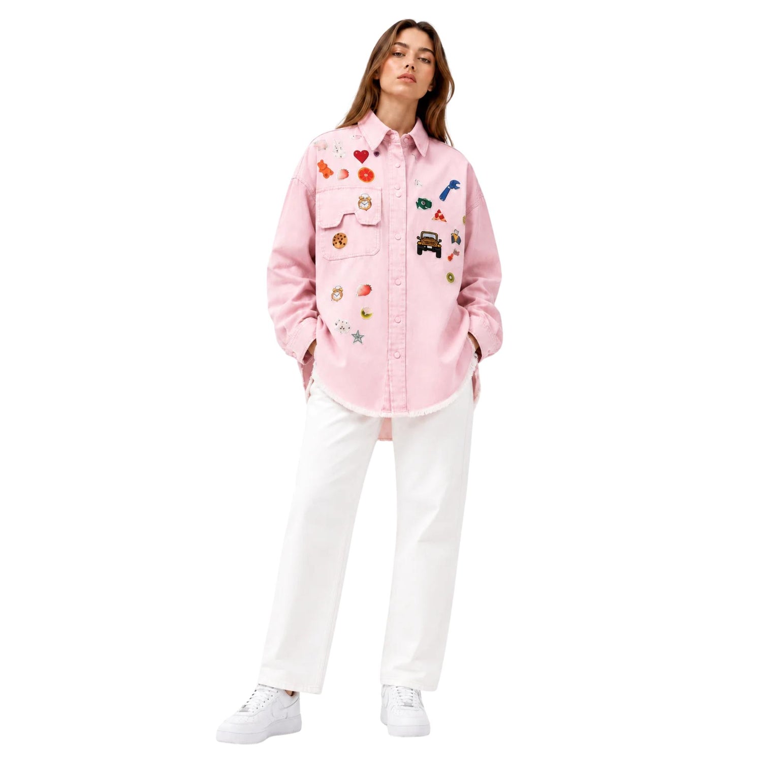 RETRO POP PATCH DENIM SHIRT (فستان)"SUGAR"