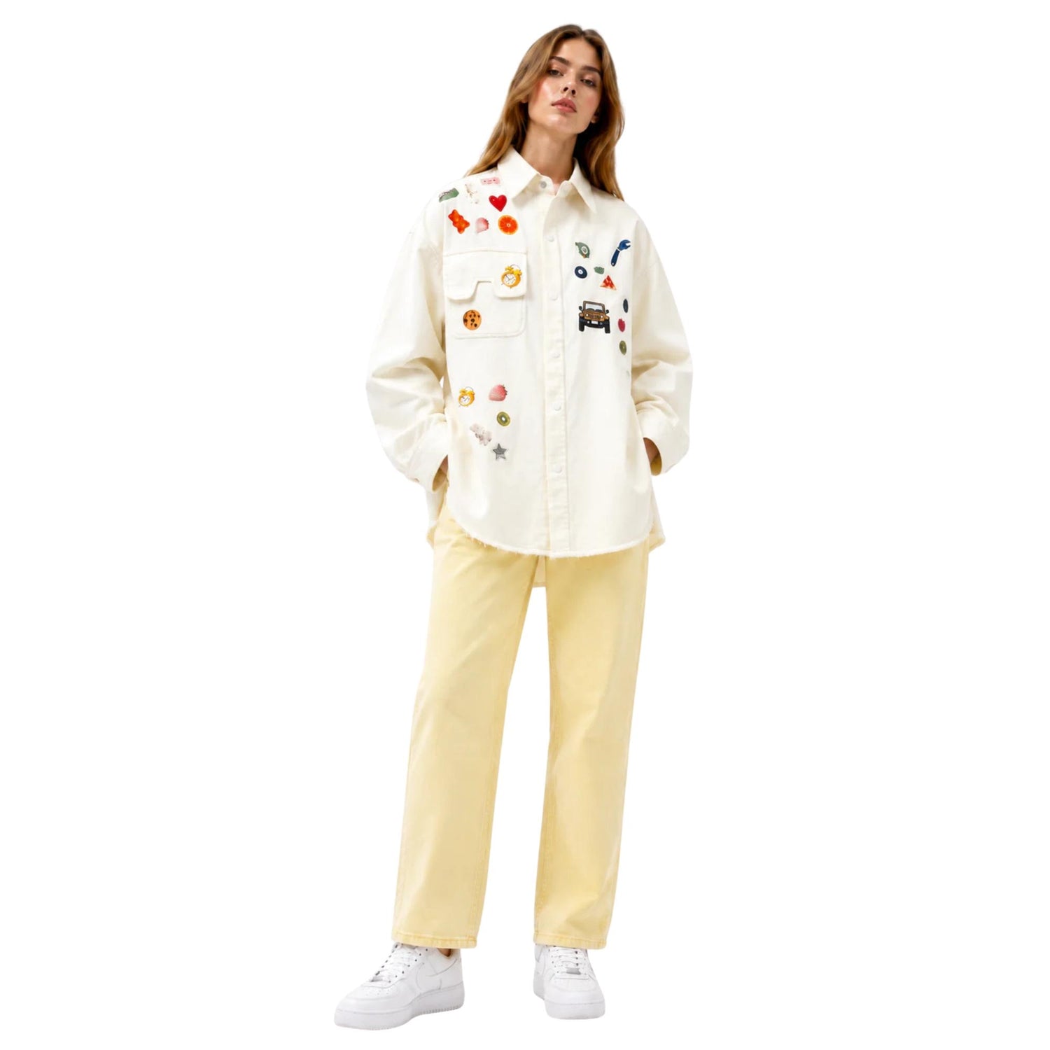 RETRO POP PATCH DENIM SHIRT (فستان)"SUGAR"