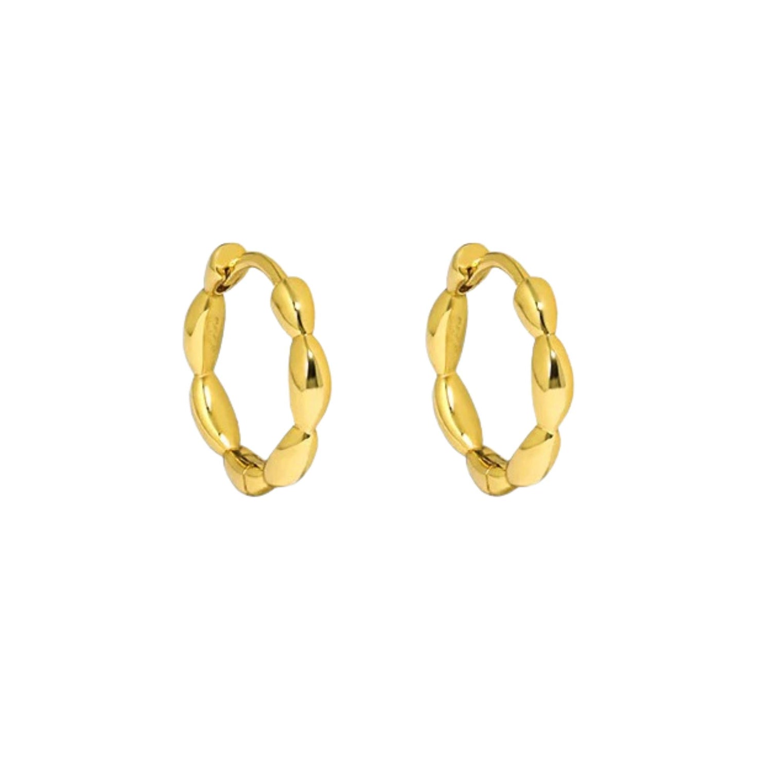 RICE GRAIN OLIVE BEAD TEXTURE EARRINGS (الأقراط)