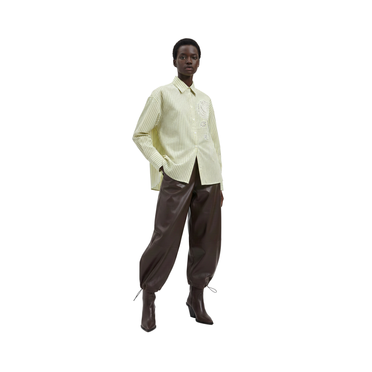 ROSE EMBROIDERED STRIPE SHIRT (فستان)