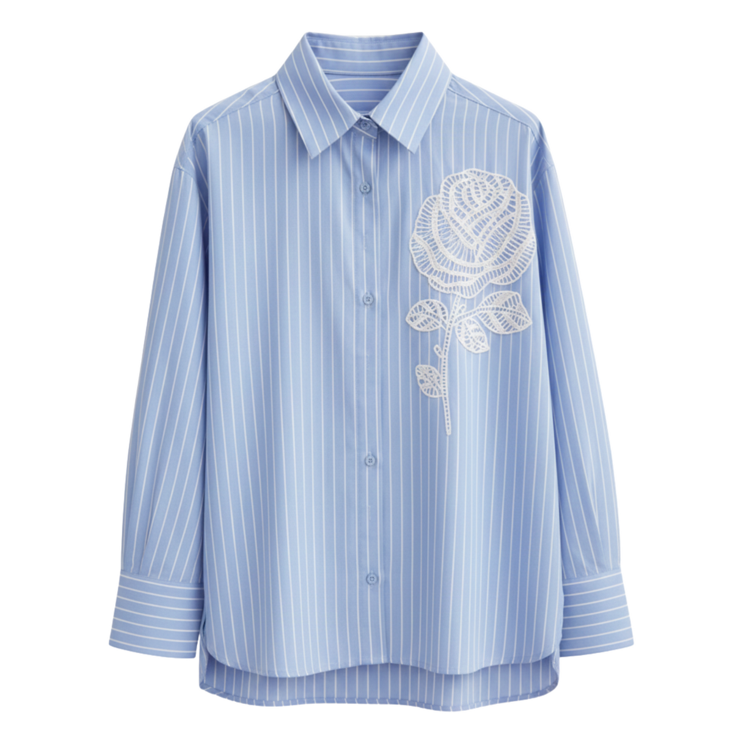 ROSE EMBROIDERED STRIPE SHIRT (فستان)"PIA"
