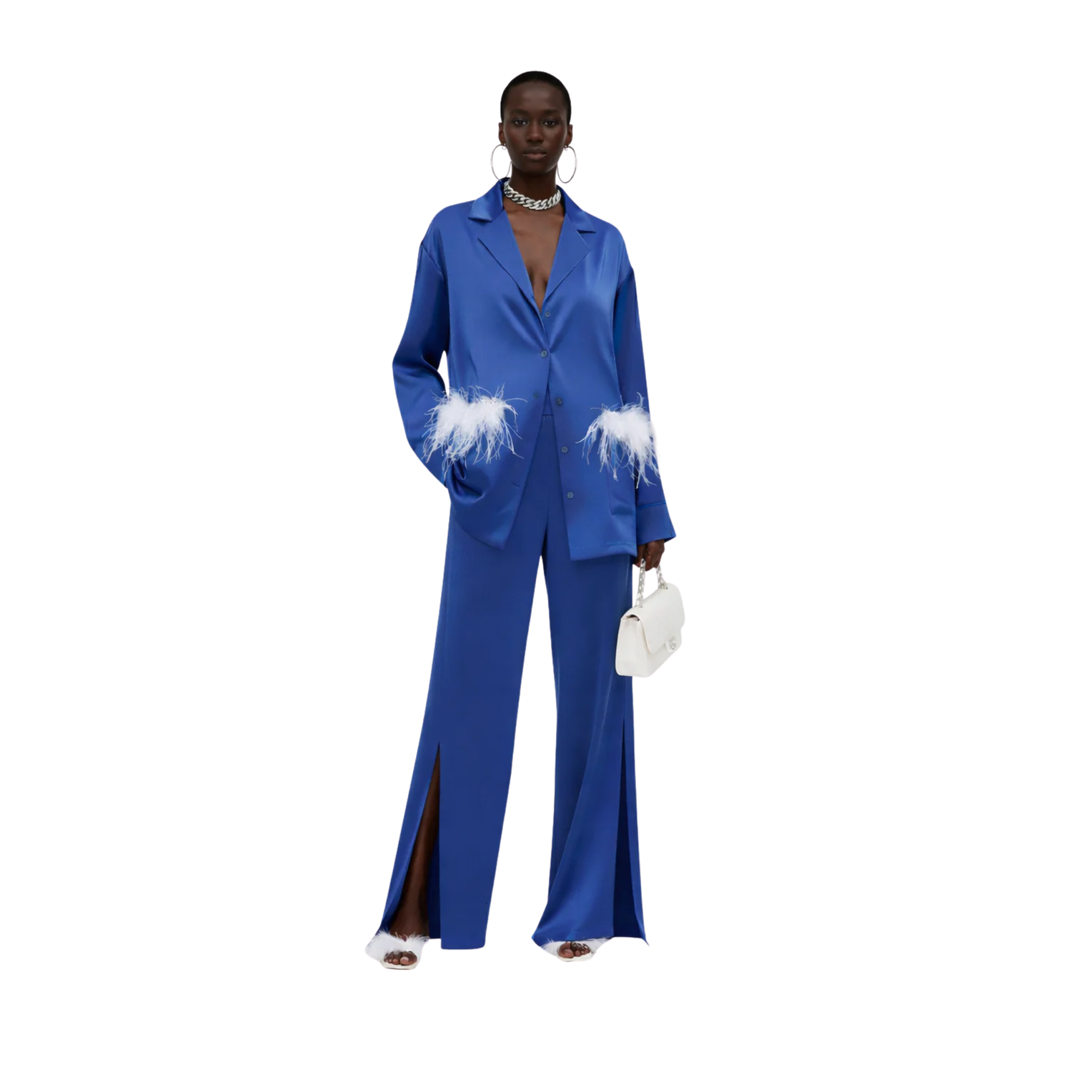 SATIN SET زوج (BLAZER & PANTS قميص وبنطلون) “KAMELIA”