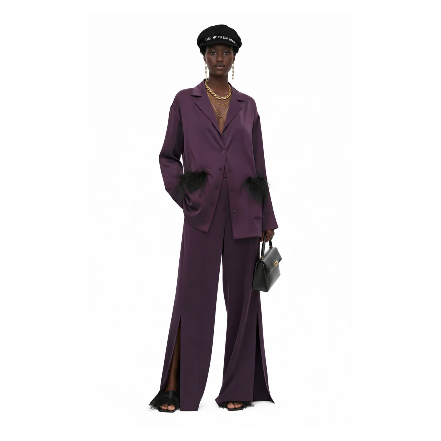 SATIN SET زوج (BLAZER & PANTS قميص وبنطلون) “KAMELIA”