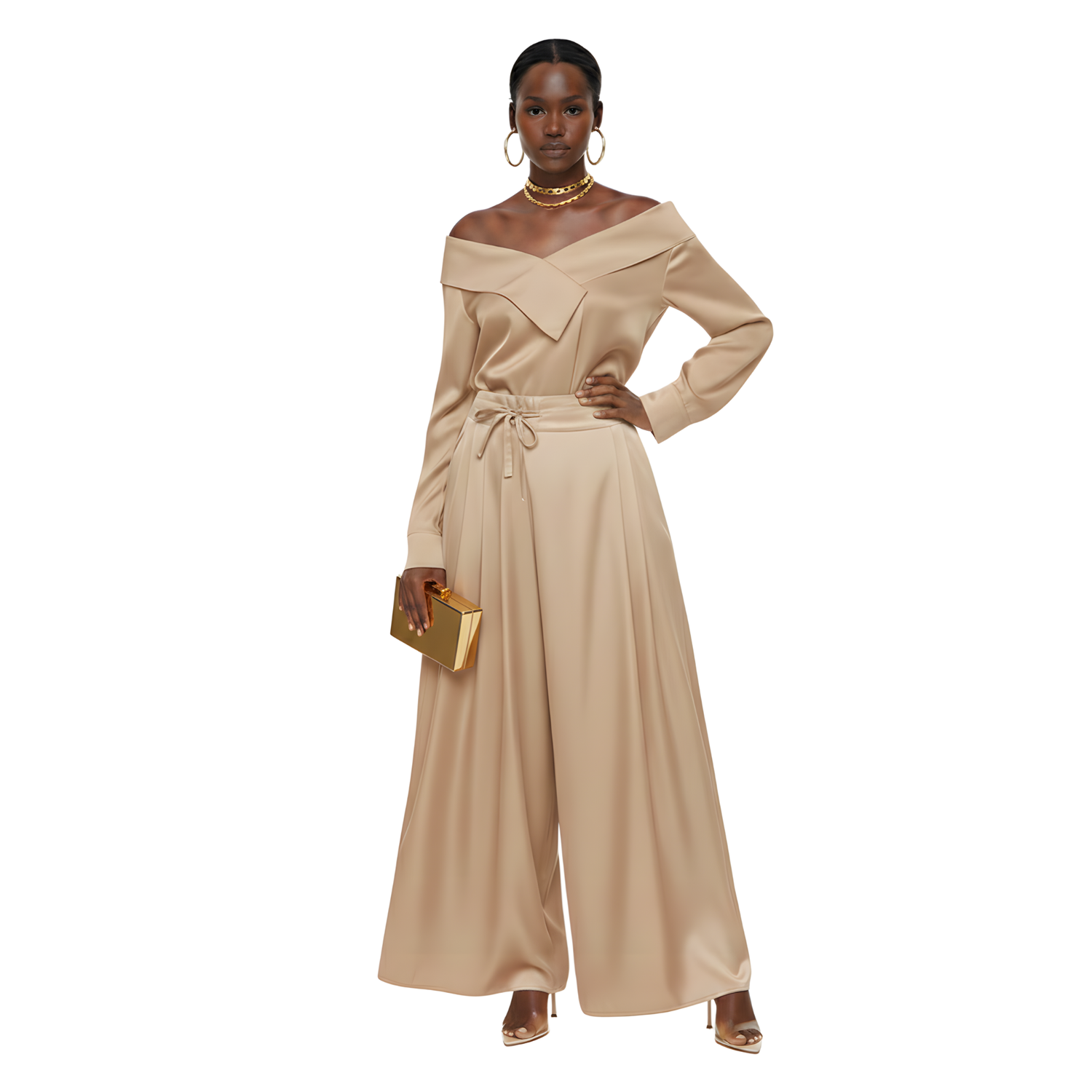 SIDE PLEATED WIDE LEG TROUSERS (بنطلون) “NOUF”