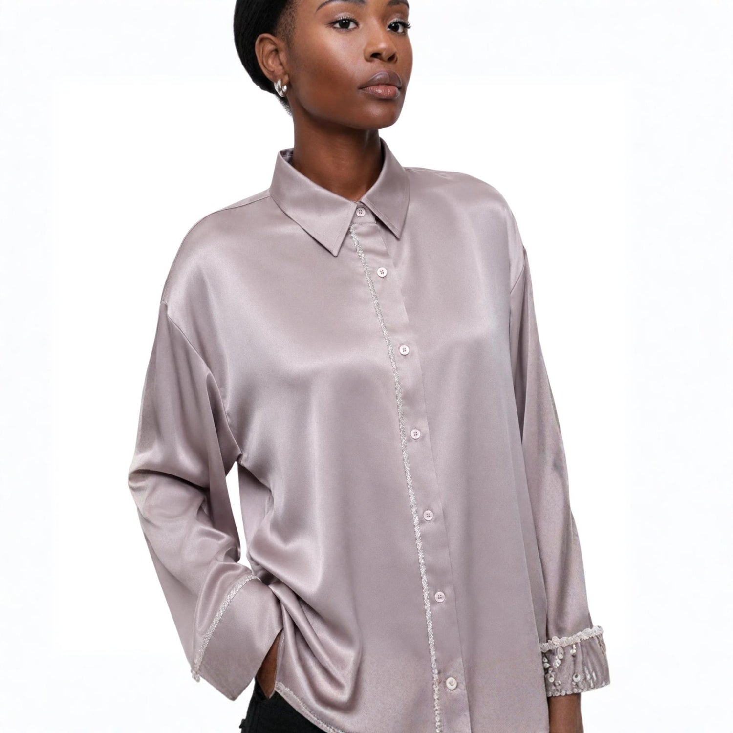 SILKY LUXE 2-PIECE SET زوج (SHIRT & TROUSERS قميص وبنطلون) “MORGANITE”