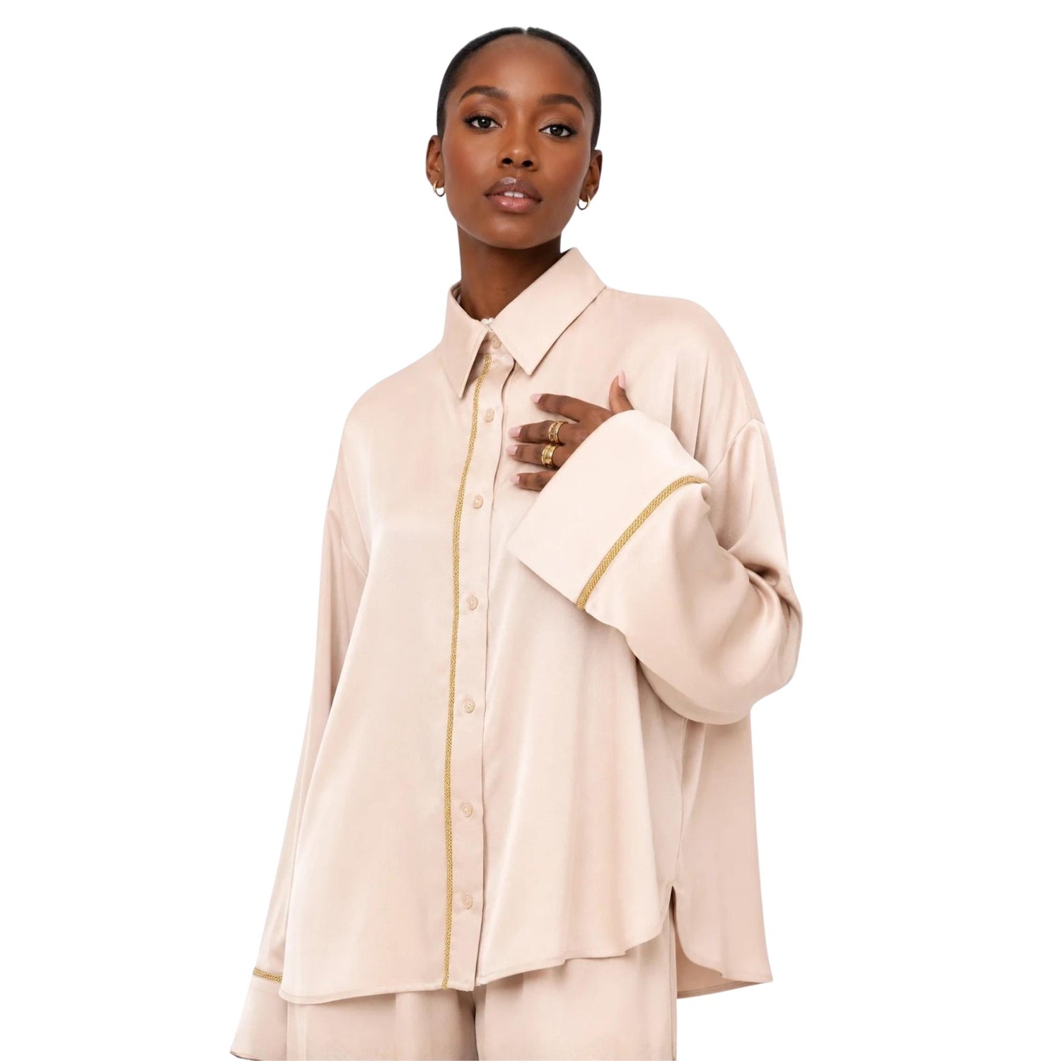 SILKY LUXE 2-PIECE SET زوج (SHIRT & TROUSERS قميص وبنطلون) “MORGANITE”