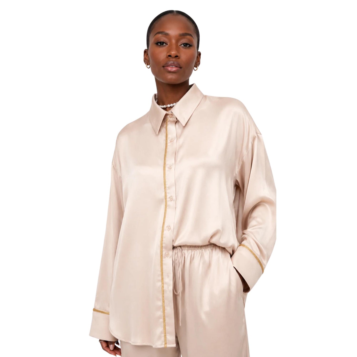 SILKY LUXE 2-PIECE SET زوج (SHIRT & TROUSERS قميص وبنطلون) “MORGANITE”