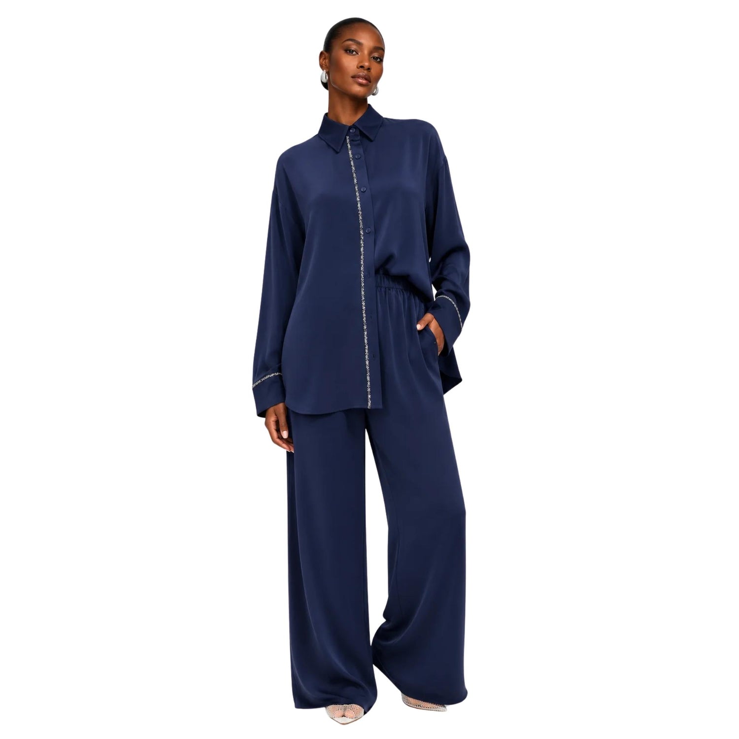 SILKY LUXE 2-PIECE SET زوج (SHIRT & TROUSERS قميص وبنطلون) “MORGANITE”