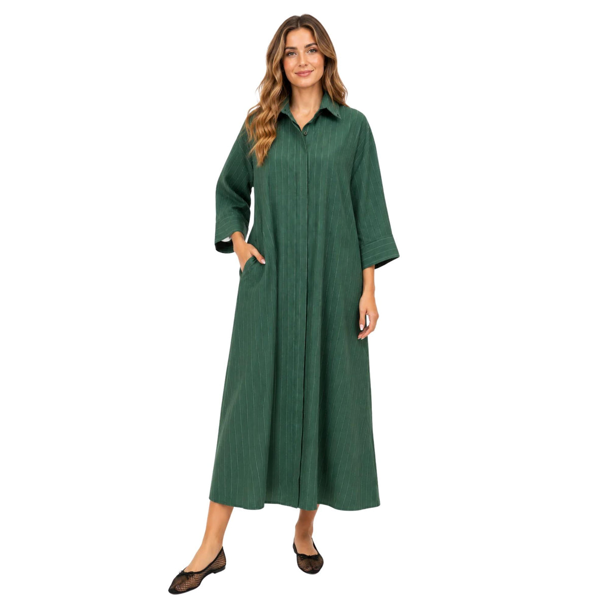 STRIPED CLASSIC SHIRT DRESS (فستان) “SELENE”