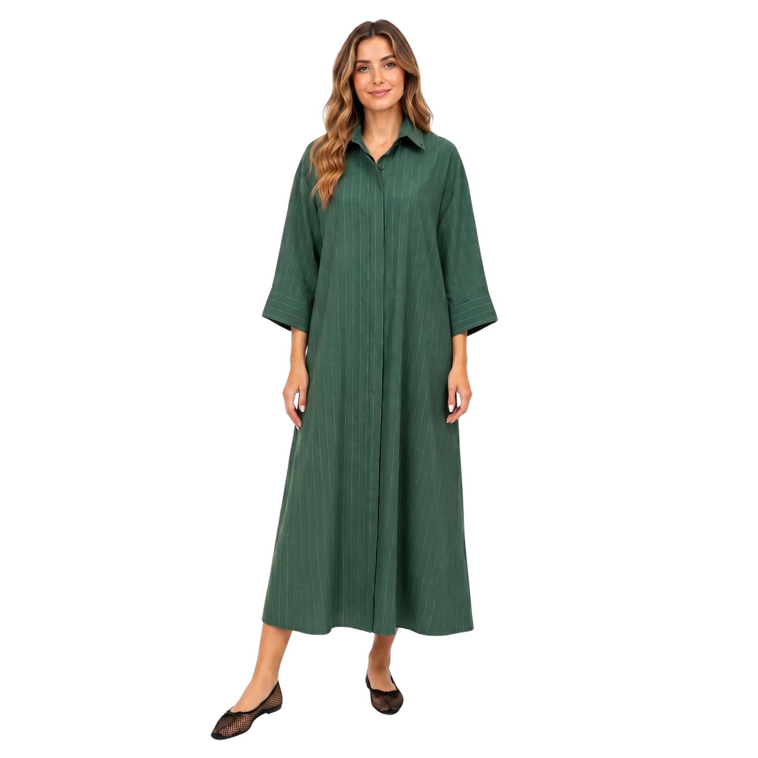 STRIPED CLASSIC SHIRT DRESS (فستان) “SELENE”