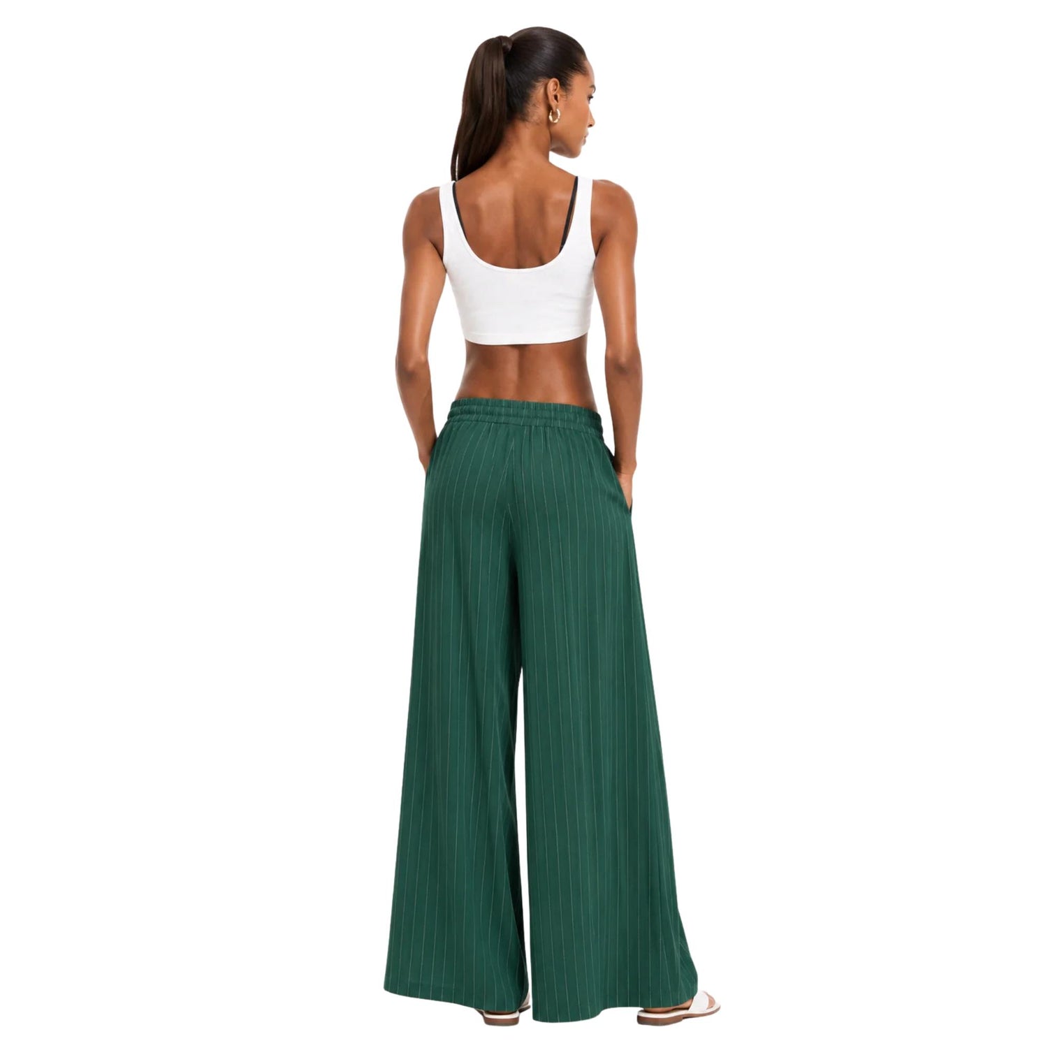 STRIPED FRONT PLEATED PALAZZO TROUSERS بنطلون “KAMELIA”