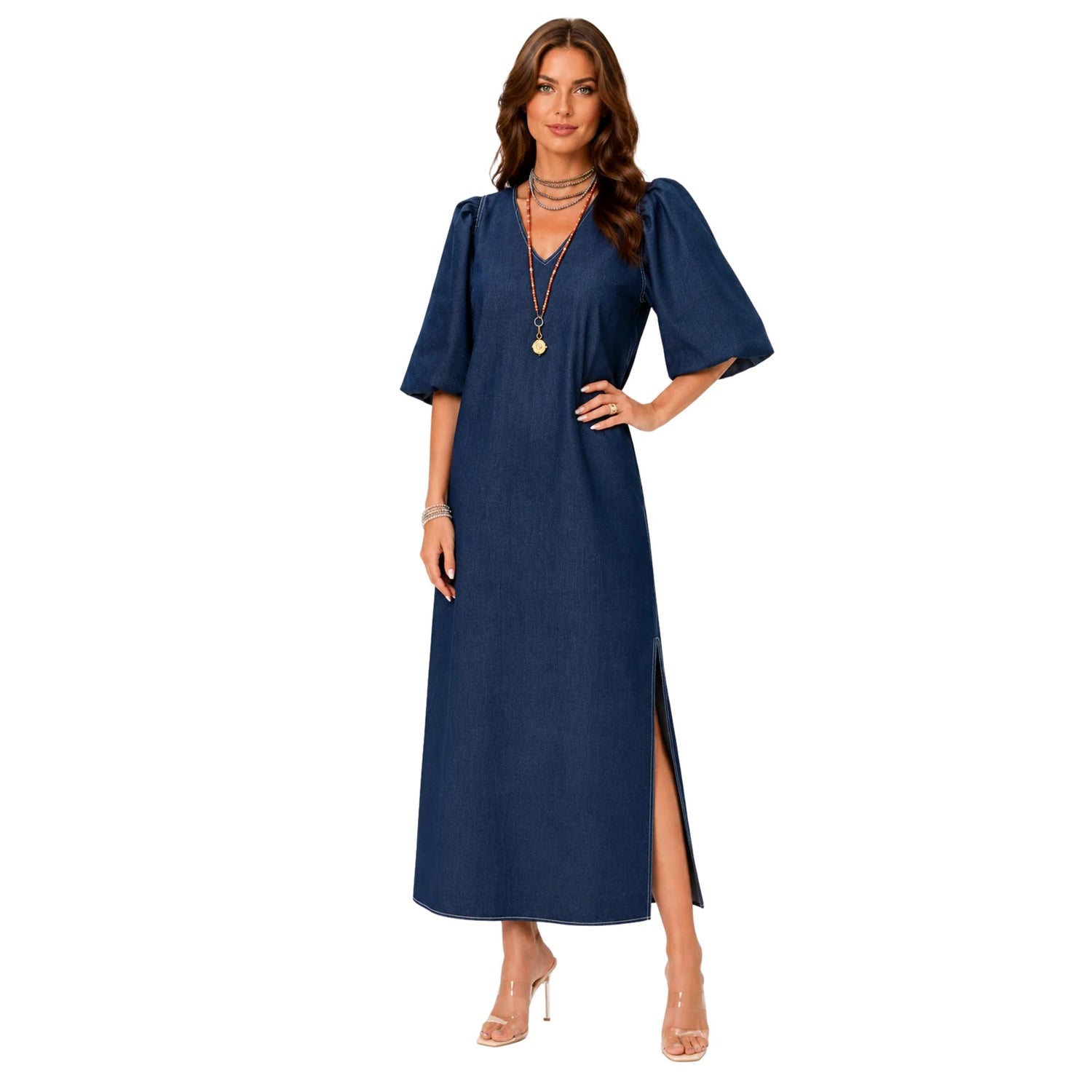 SUMMER  DENIM  DRESS (فستان) “THE INDIGO HOUR”