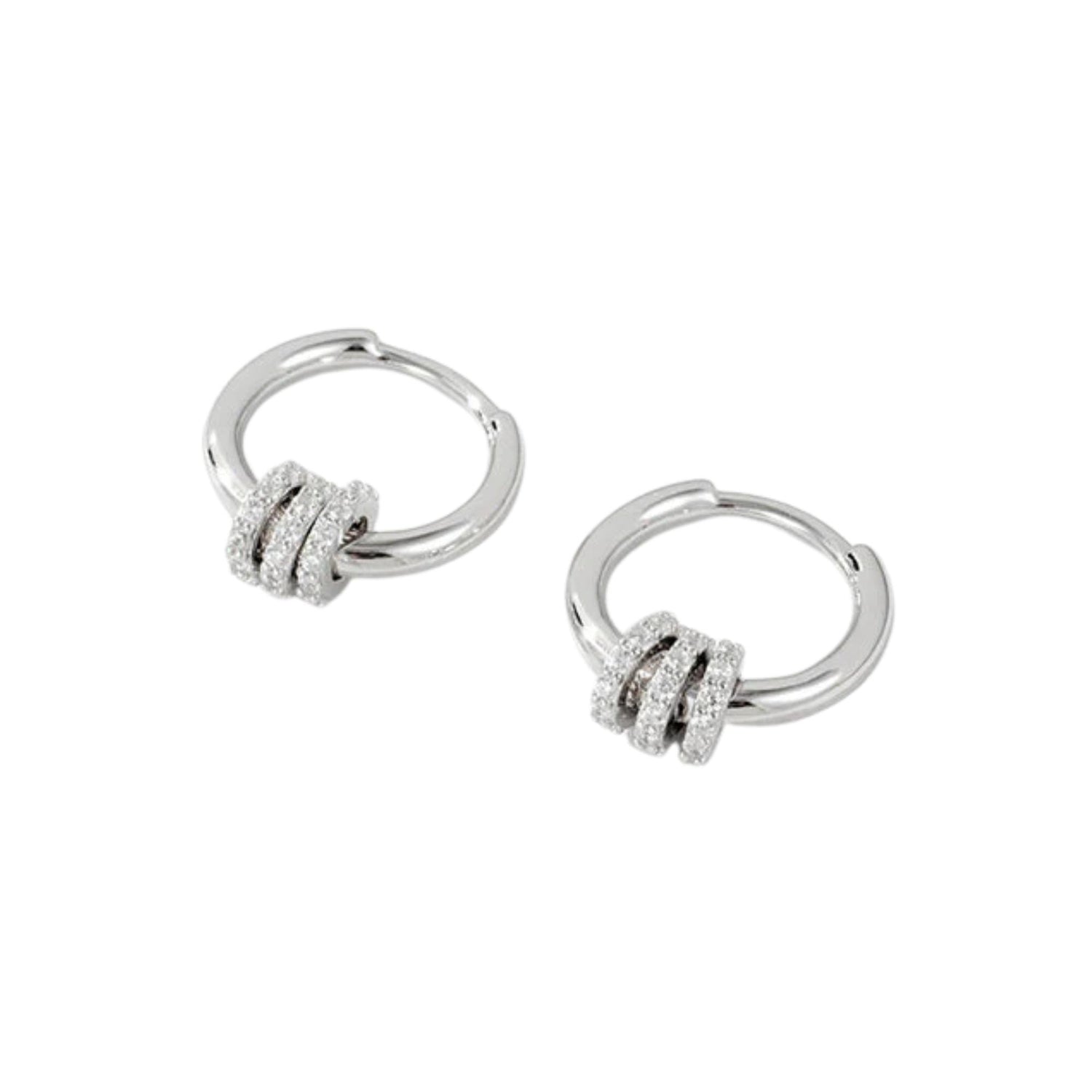 THREE CIRCLE ZIRCON HOOP EARRINGS (الأقراط)